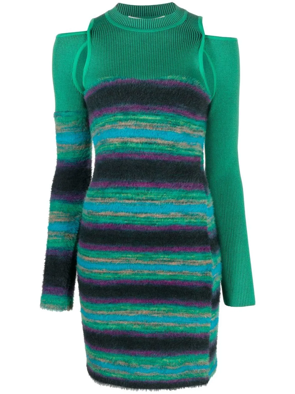 Abito in maglia a righe in verde - donna