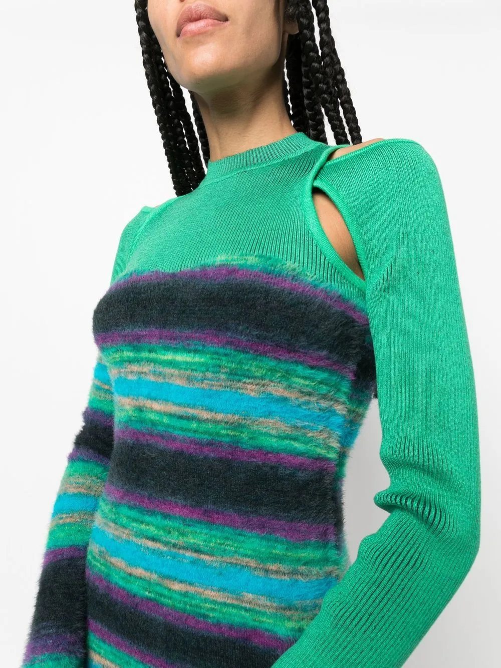 Abito in maglia a righe in verde - donna