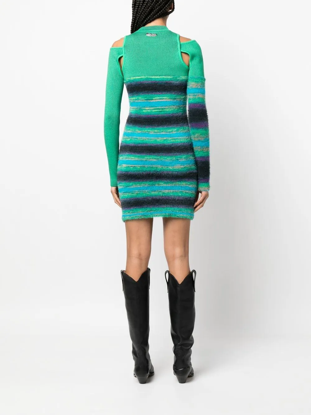 Abito in maglia a righe in verde - donna