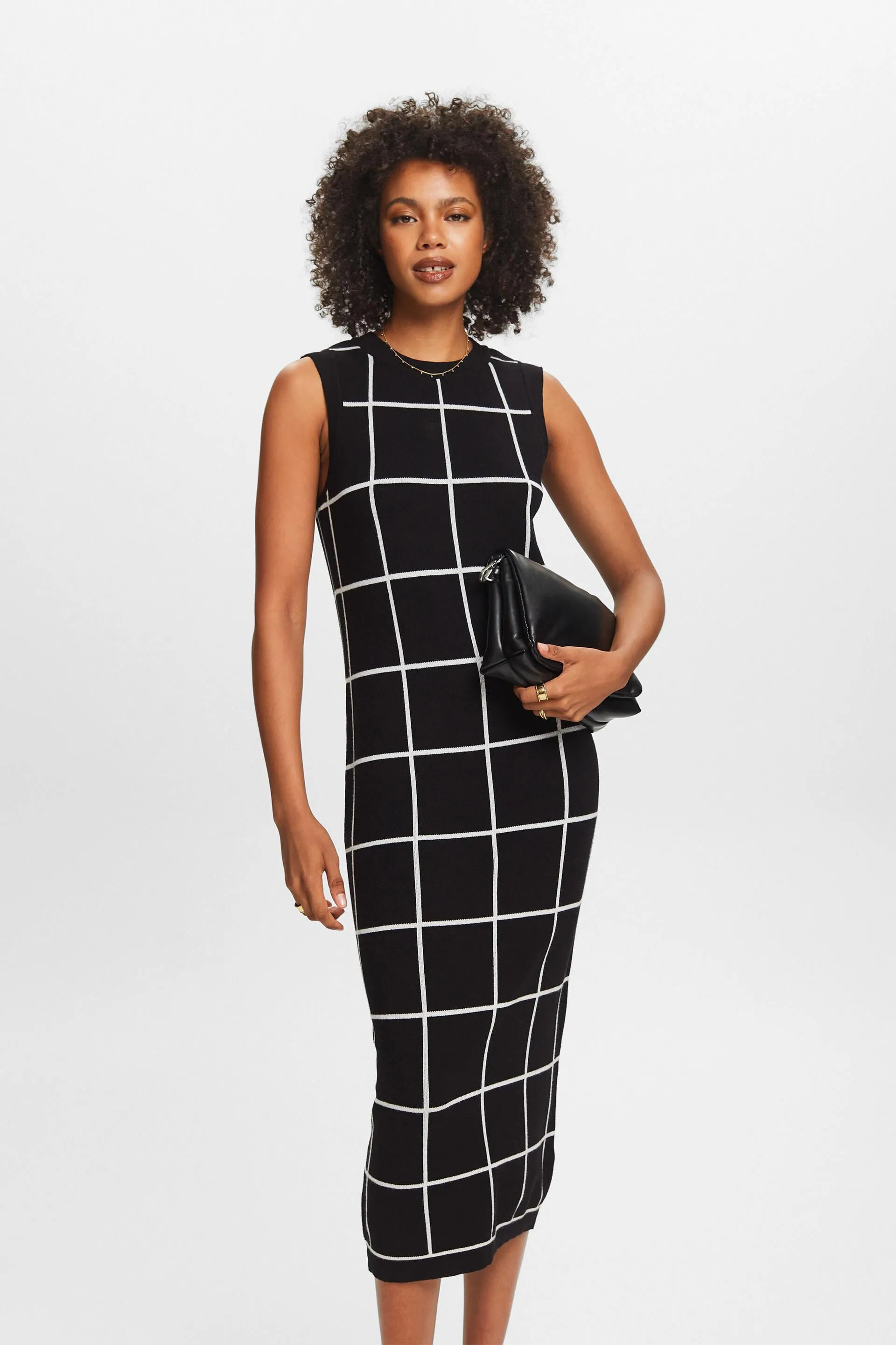 Abito midi senza maniche jacquard