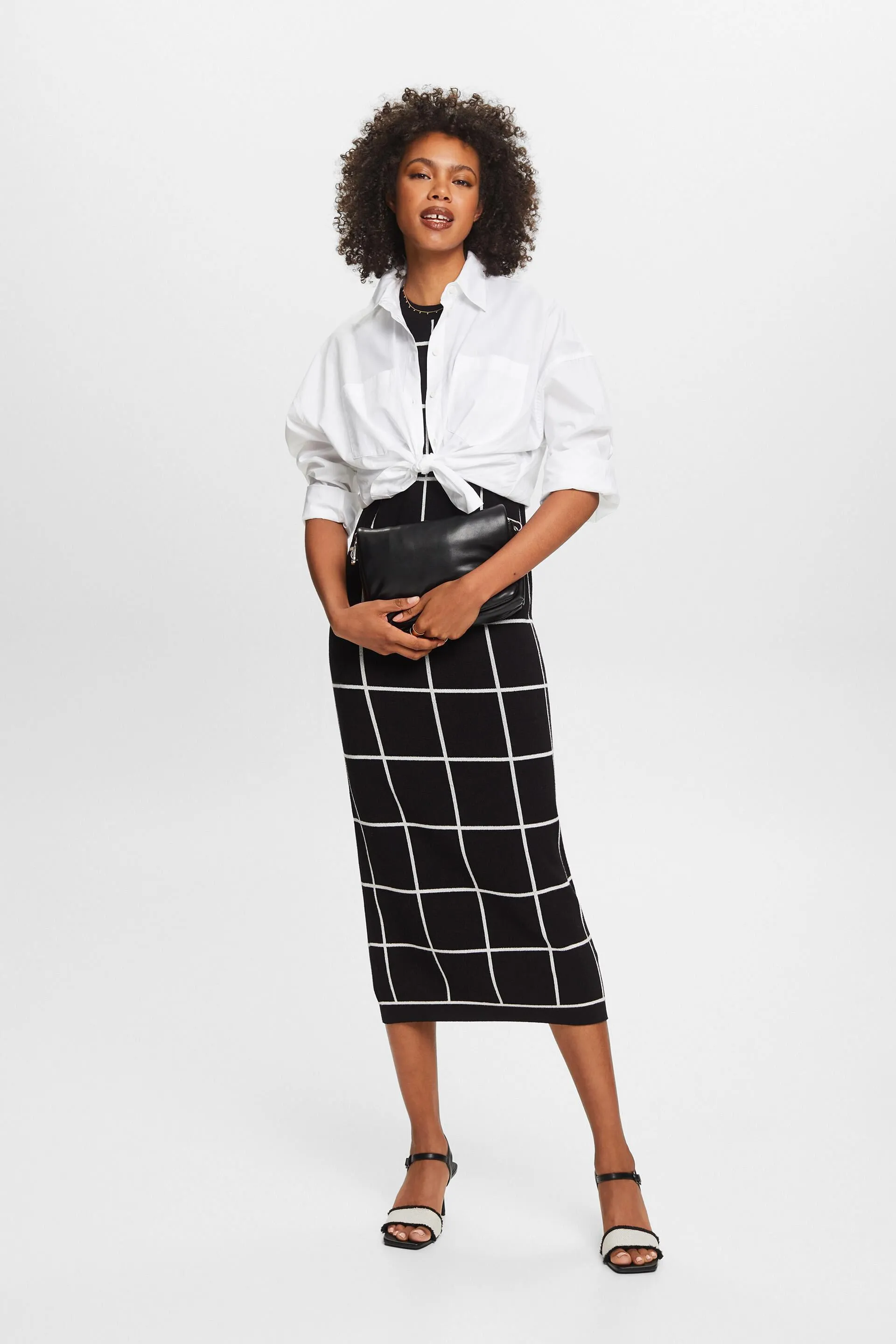 Abito midi senza maniche jacquard