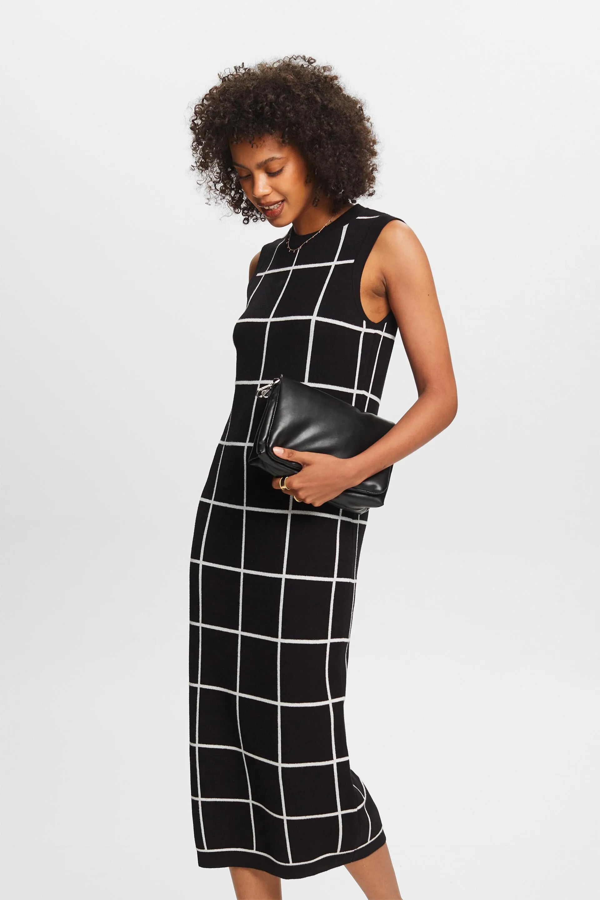 Abito midi senza maniche jacquard