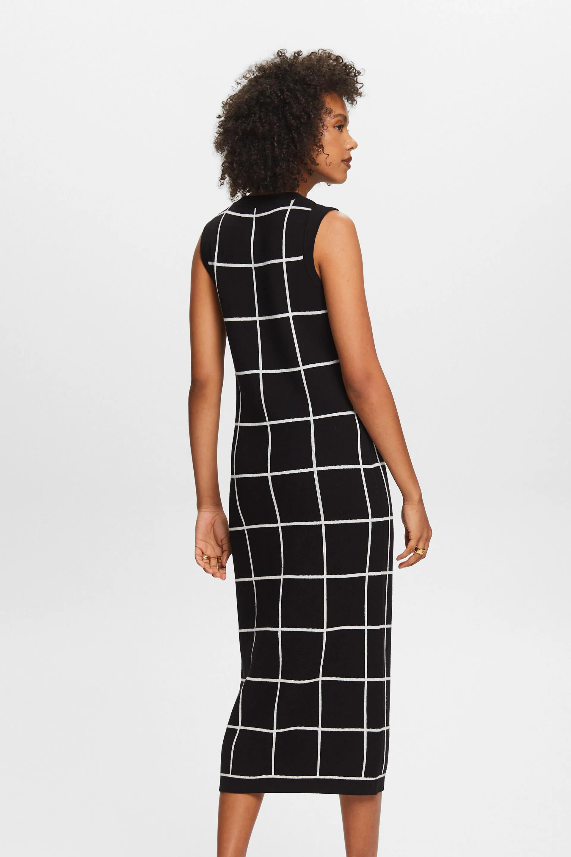 Abito midi senza maniche jacquard