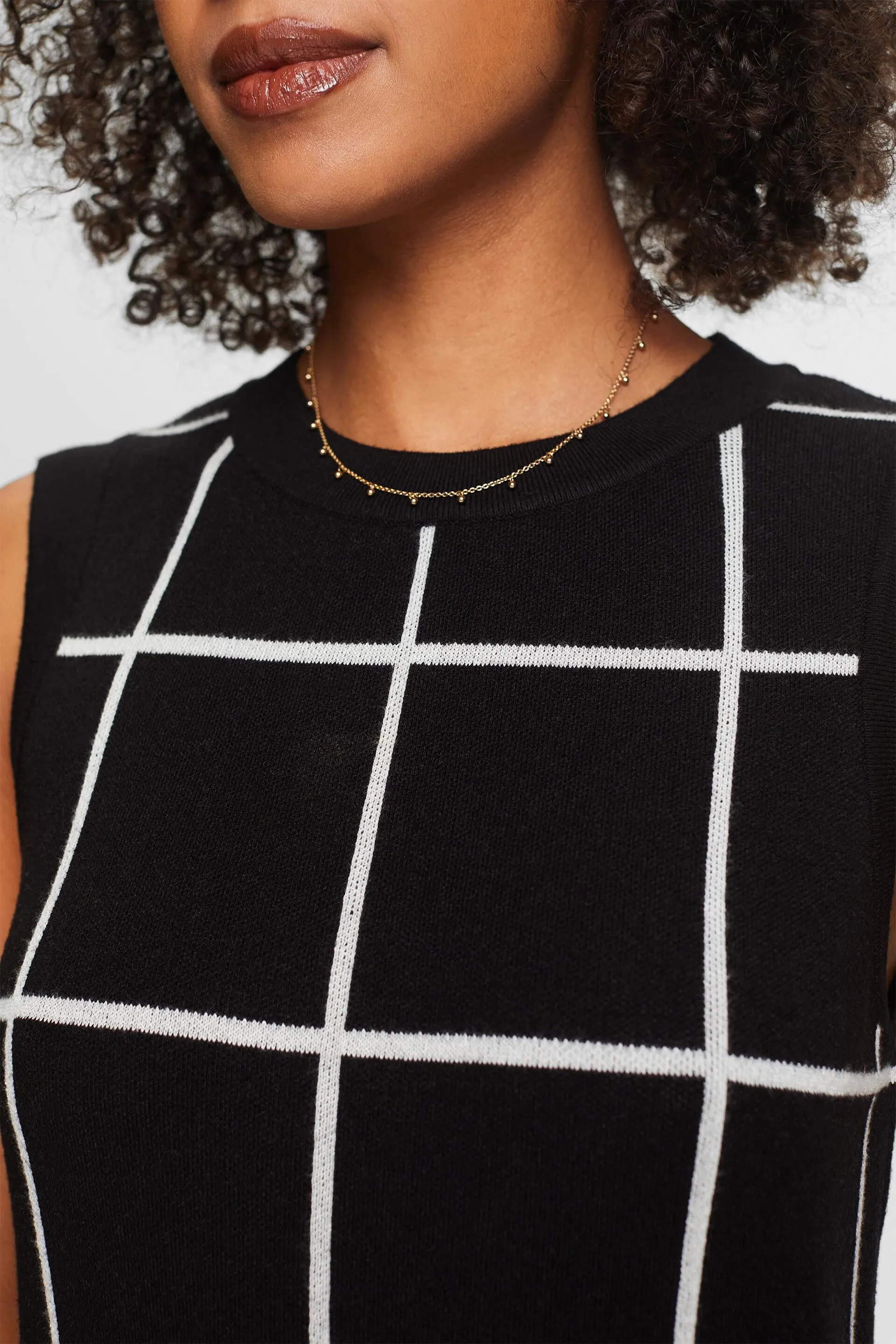 Abito midi senza maniche jacquard