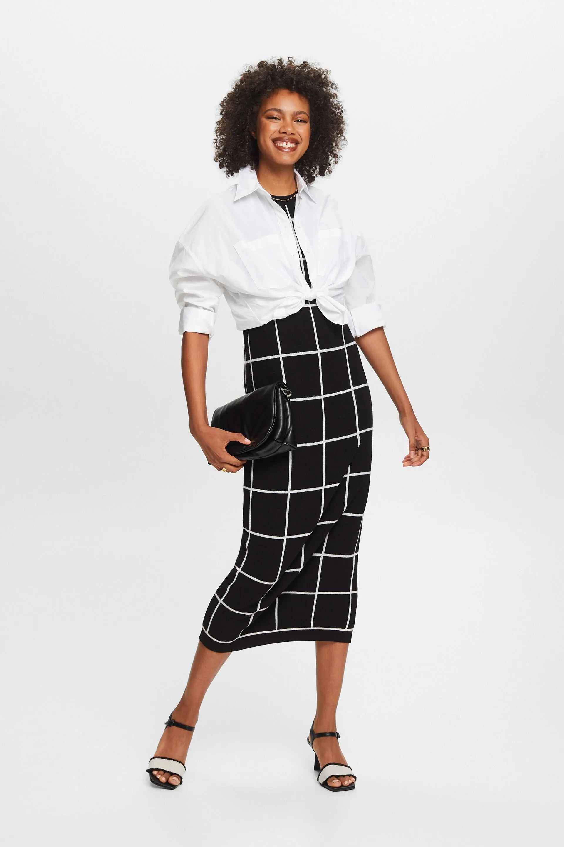 Abito midi senza maniche jacquard