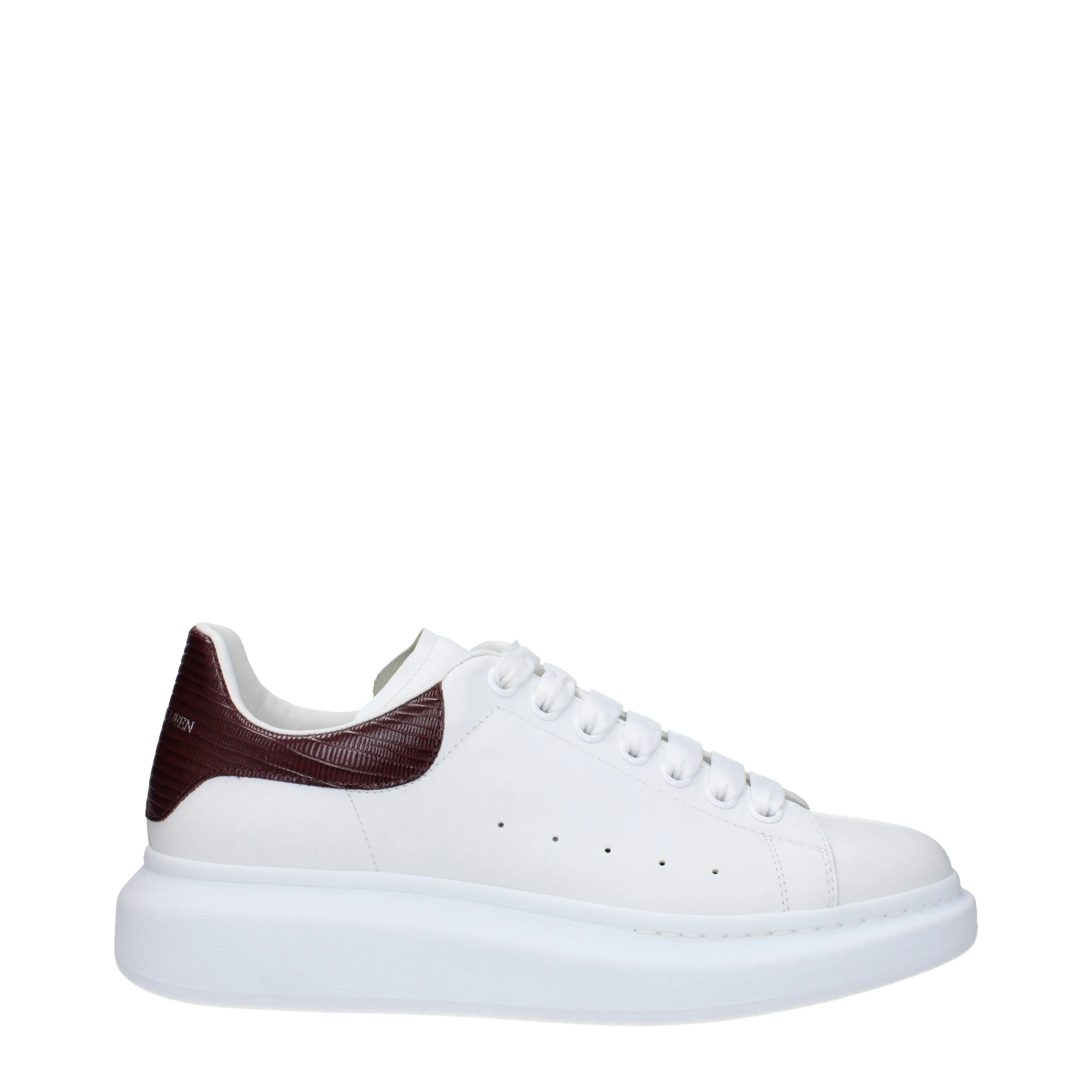 Alexander McQueen Sneakers Uomo Pelle Bianco/Burgundy