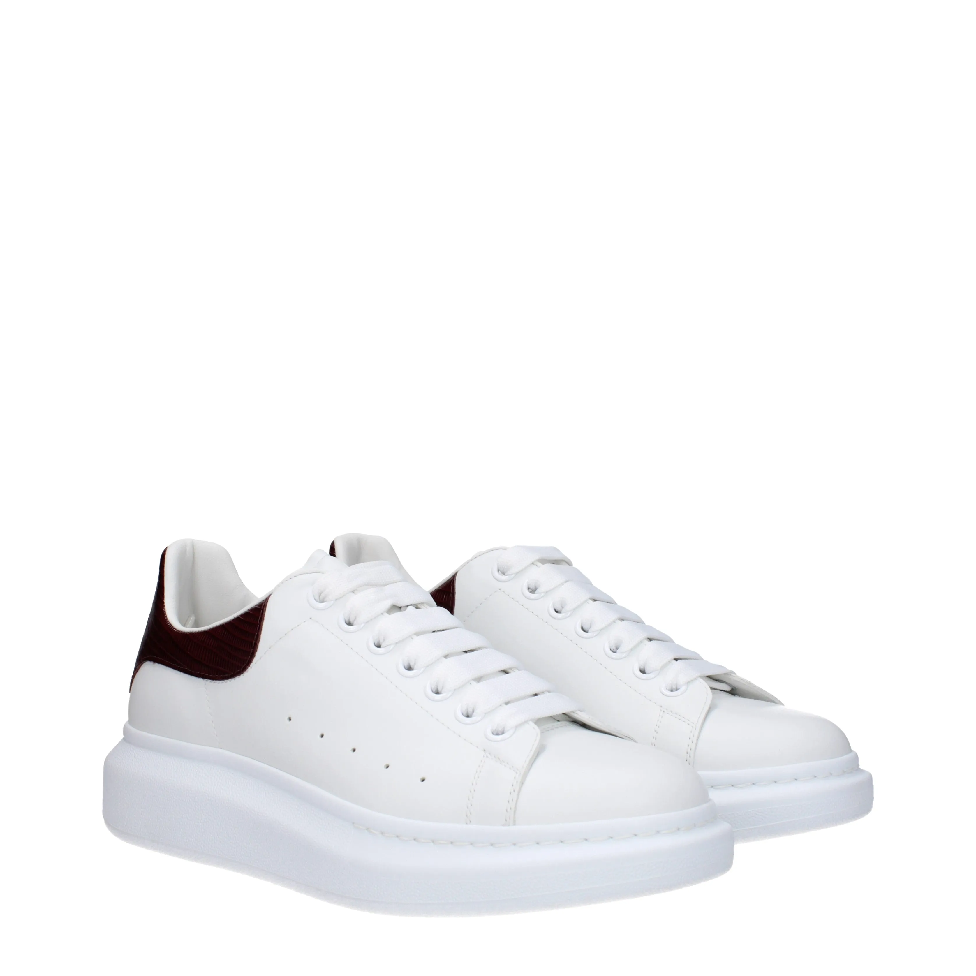 Alexander McQueen Sneakers Uomo Pelle Bianco/Burgundy