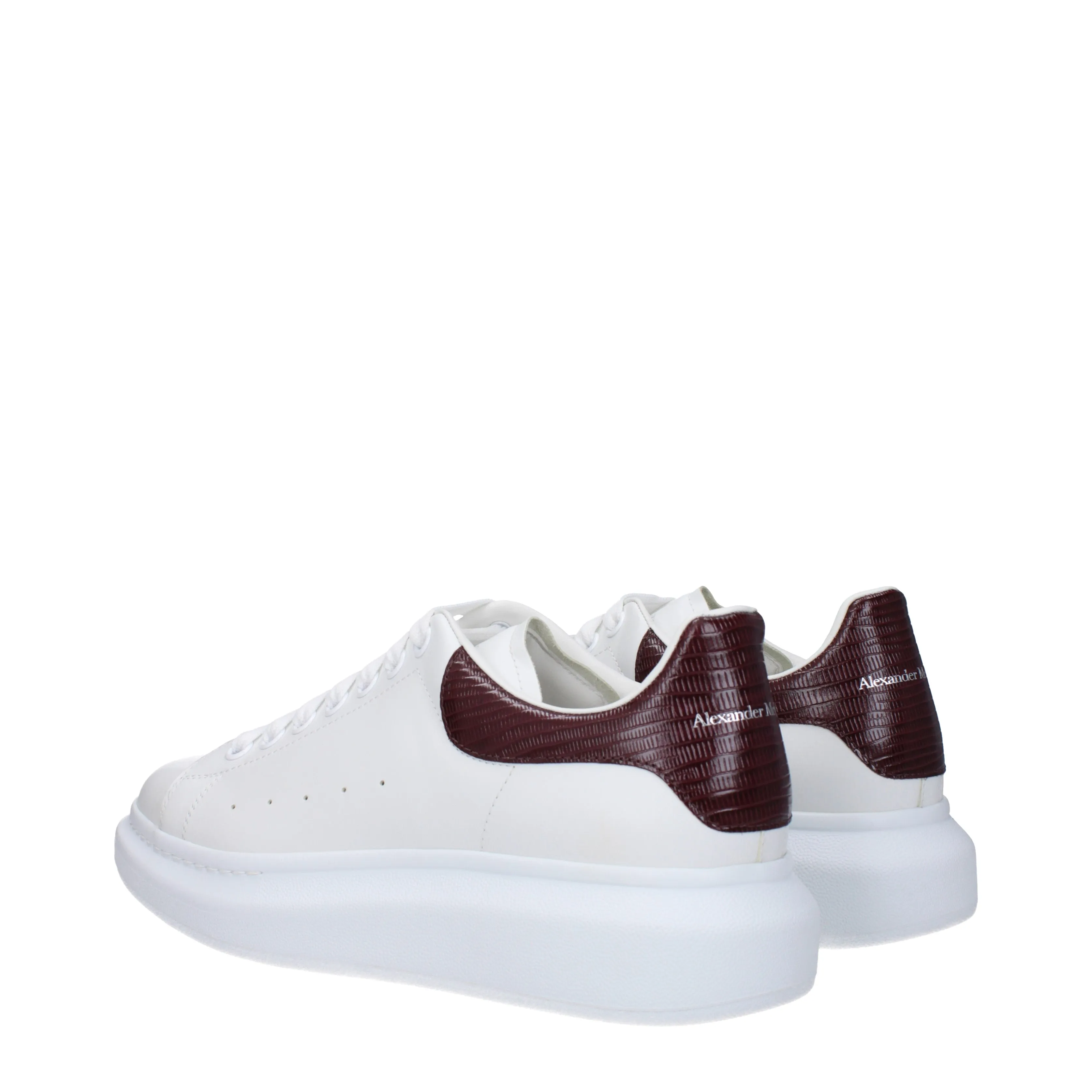 Alexander McQueen Sneakers Uomo Pelle Bianco/Burgundy