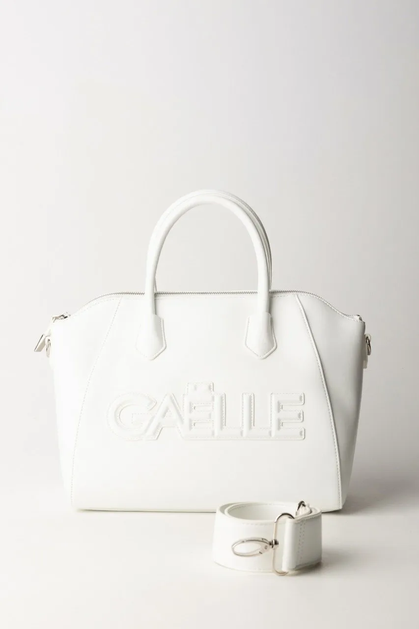 Borsa a mano con logo Bianco