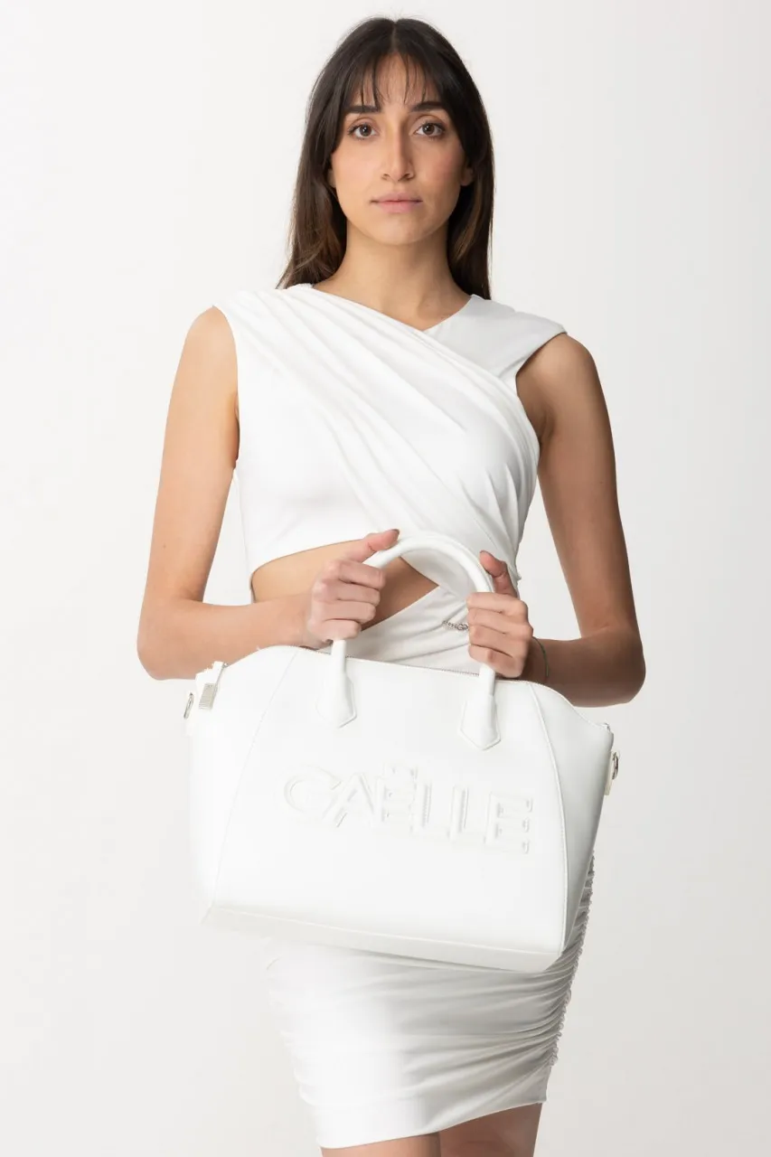 Borsa a mano con logo Bianco