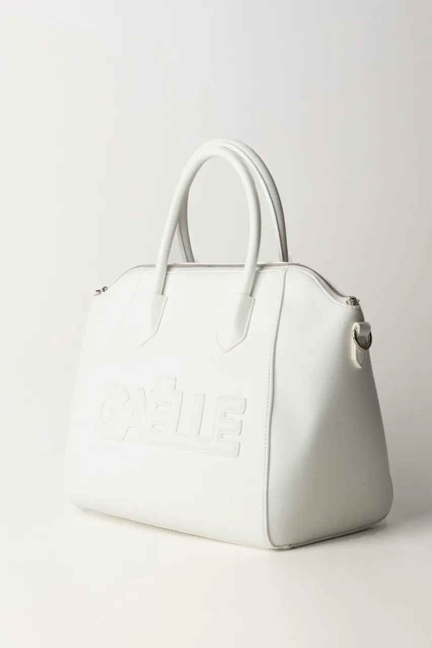 Borsa a mano con logo Bianco