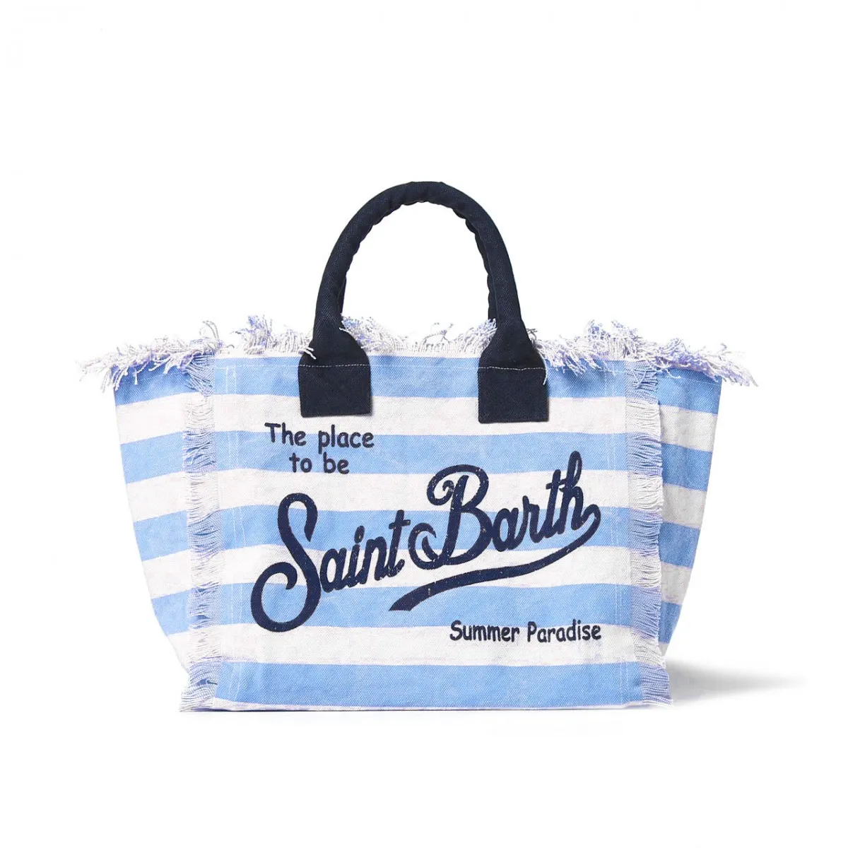 Borsa Vanity In Canvas A Righe Blu