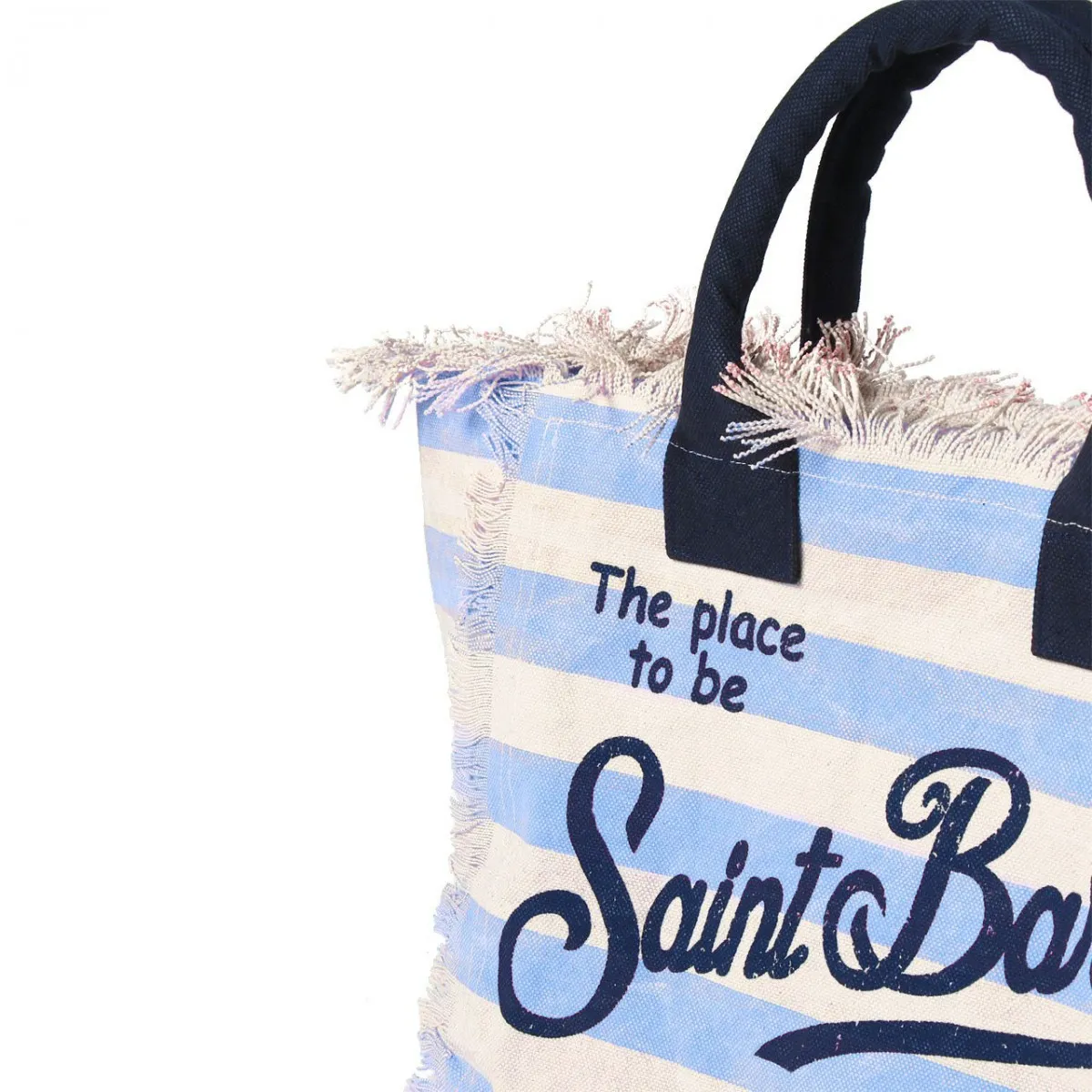 Borsa Vanity In Canvas A Righe Blu