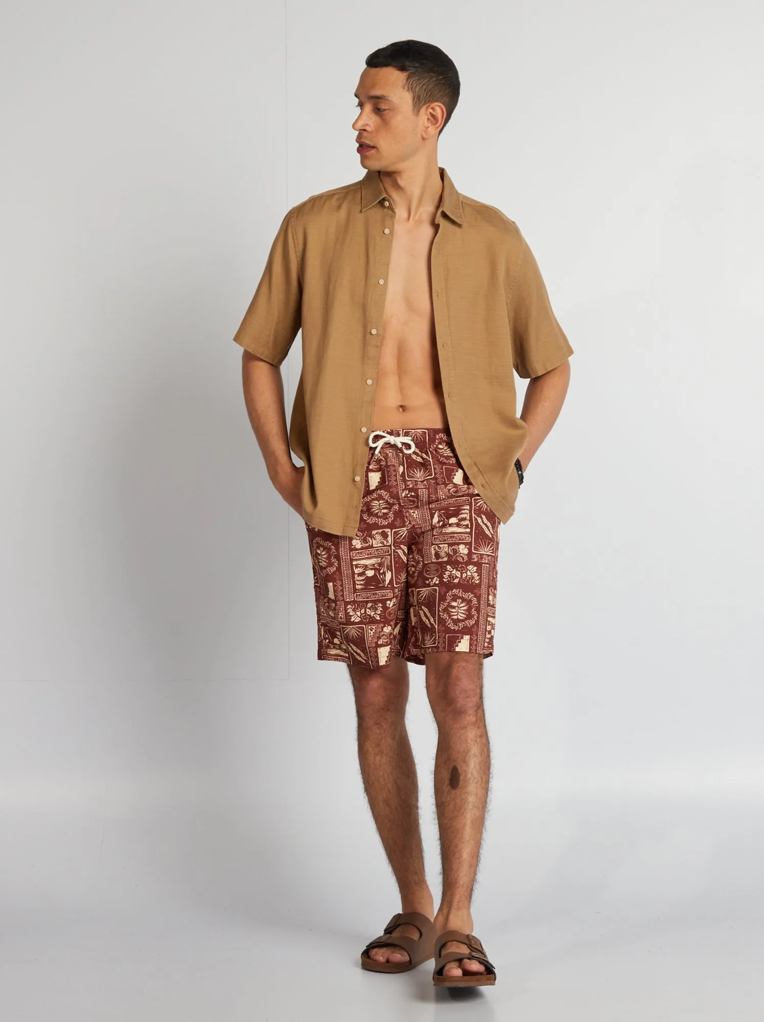 Boxer mare lunghi con stampa - ROSSO