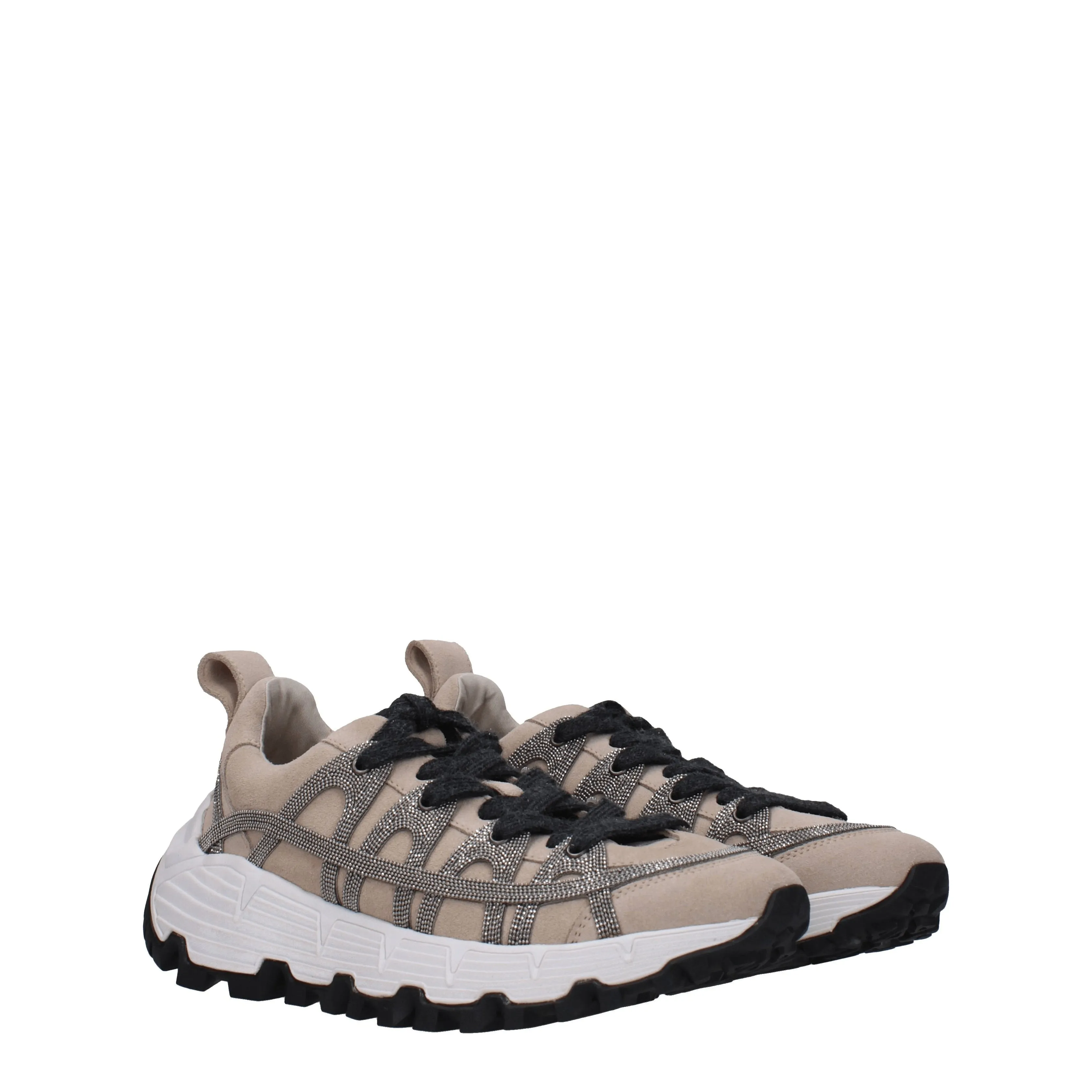 Brunello Cucinelli Sneakers Vibram Donna Camoscio Beige