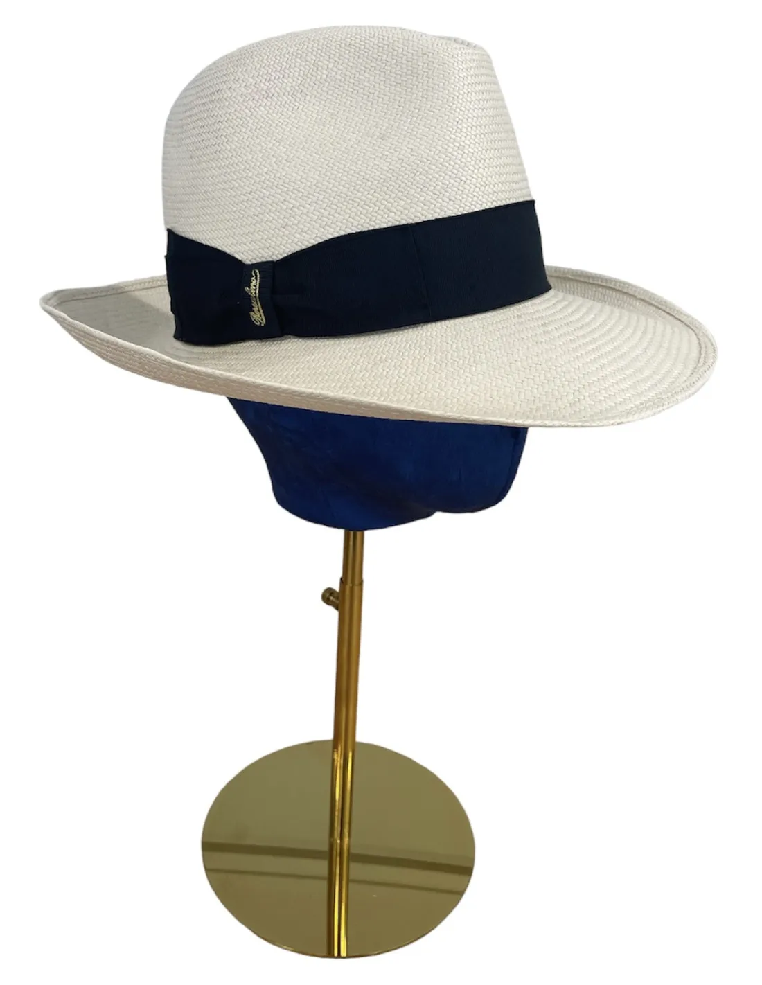 Cappello Borsalino Giulietta - Panama Fine Tesa Larga  Blu Marine