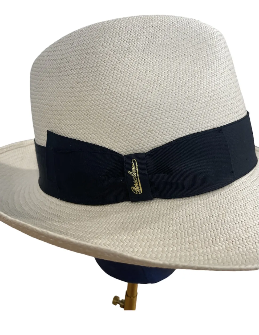Cappello Borsalino Giulietta - Panama Fine Tesa Larga  Blu Marine