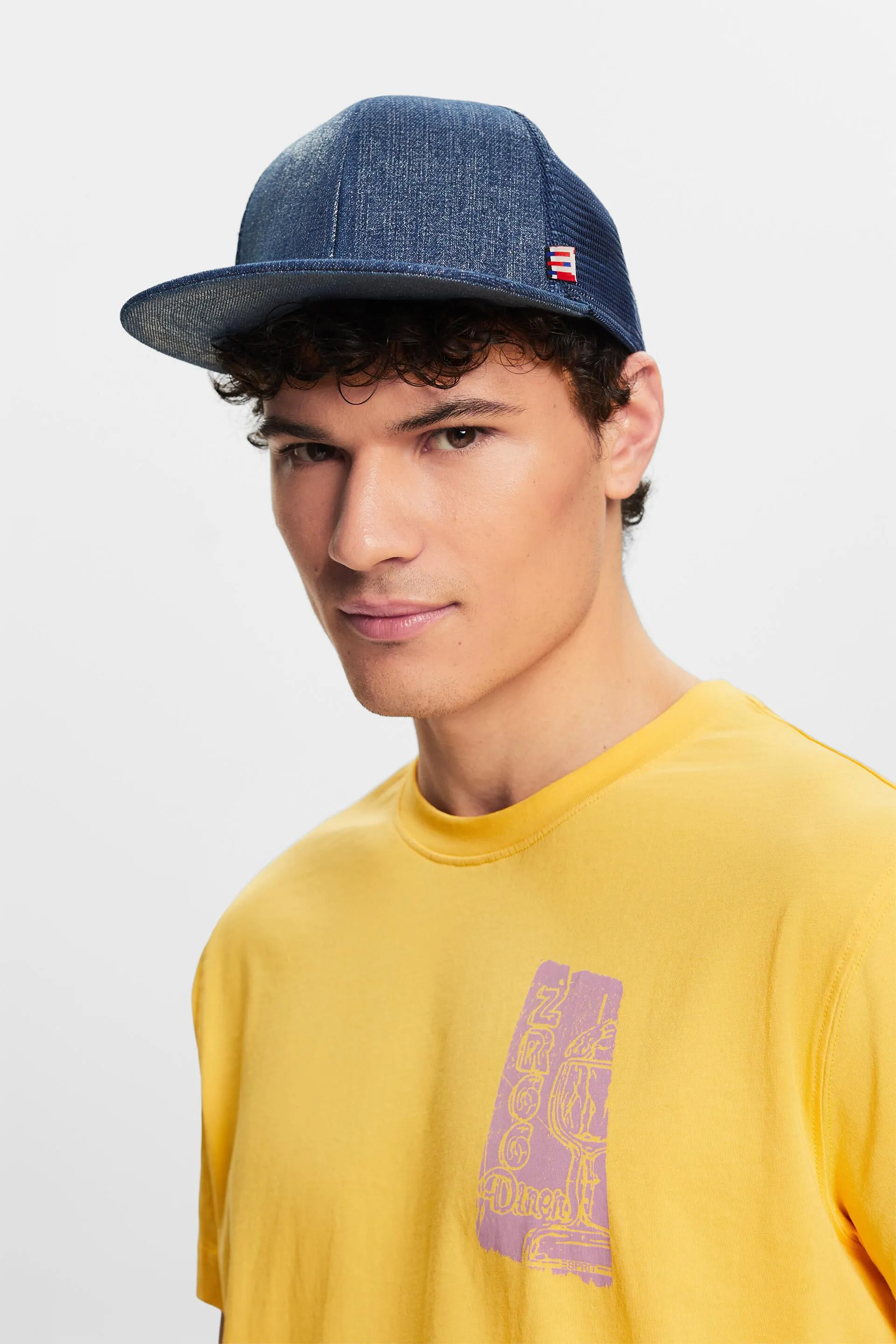 Cappello trucker in denim metallizzato