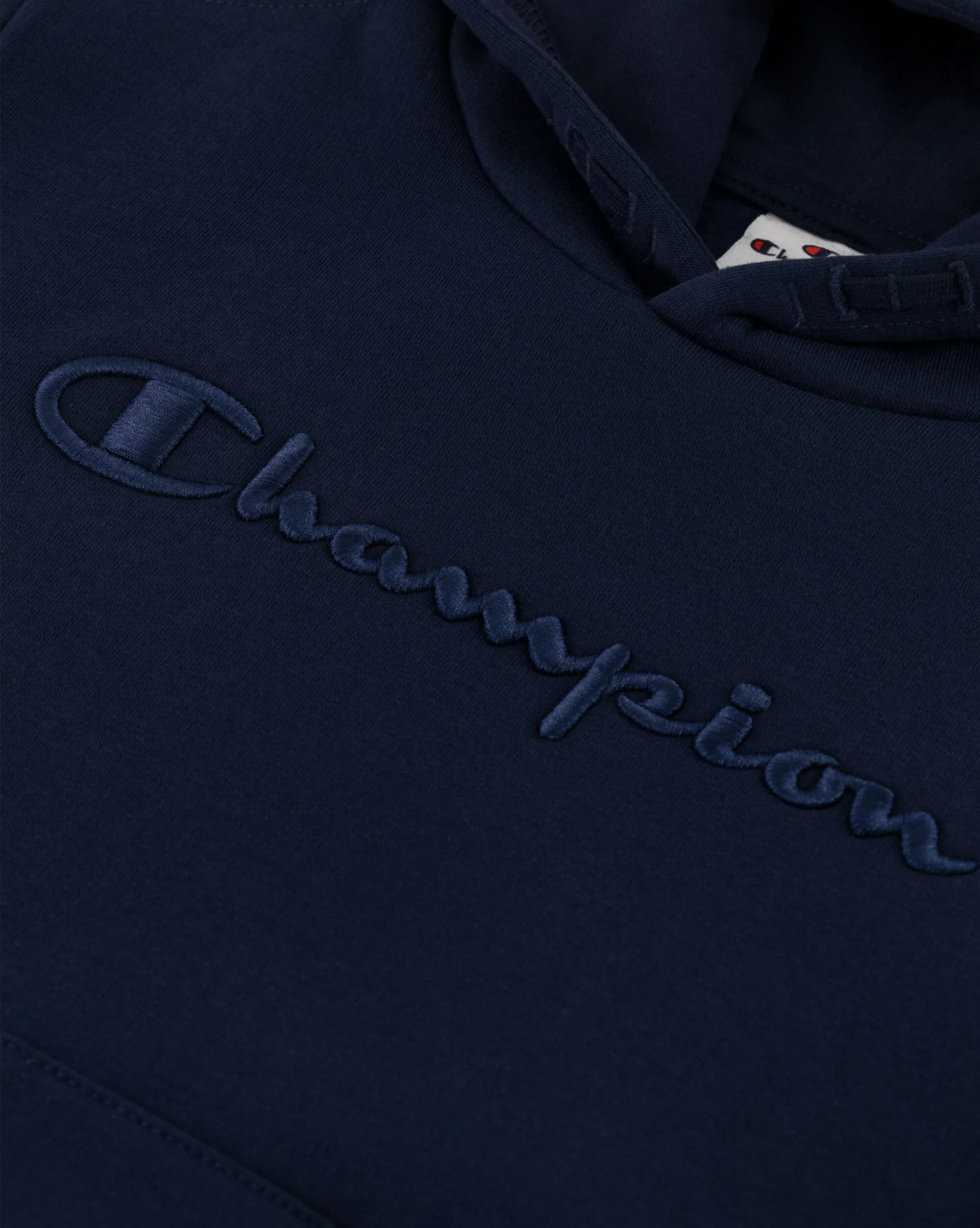 Champion Felpa Con Cappuccio e Big Logo Ricamato Tono su Tono Blu Bambino