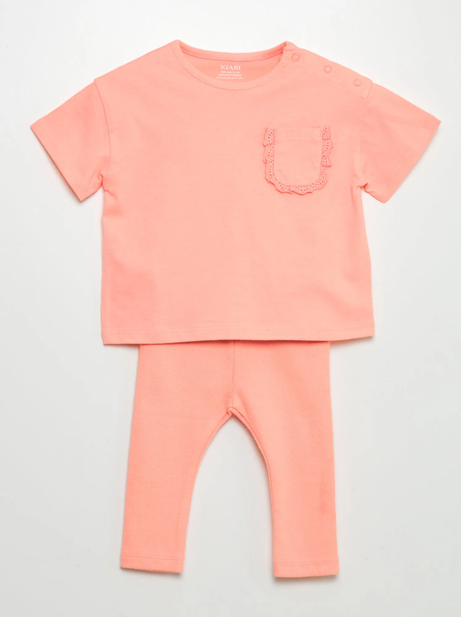 Completo in cotone - t-shirt + leggings - 2 pezzi - ROSA