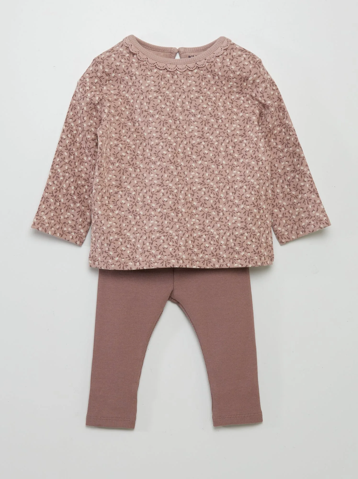 Completo t-shirt + leggings a coste - 2 pezzi - ROSA