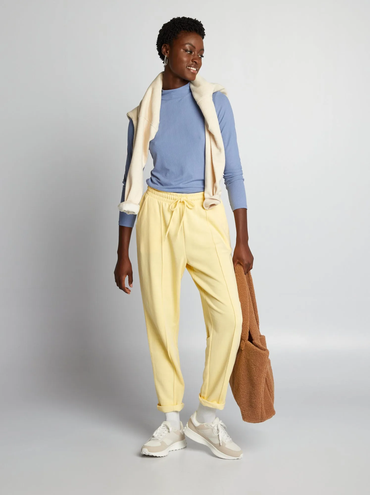 Dolcevita in maglia a coste - BLU