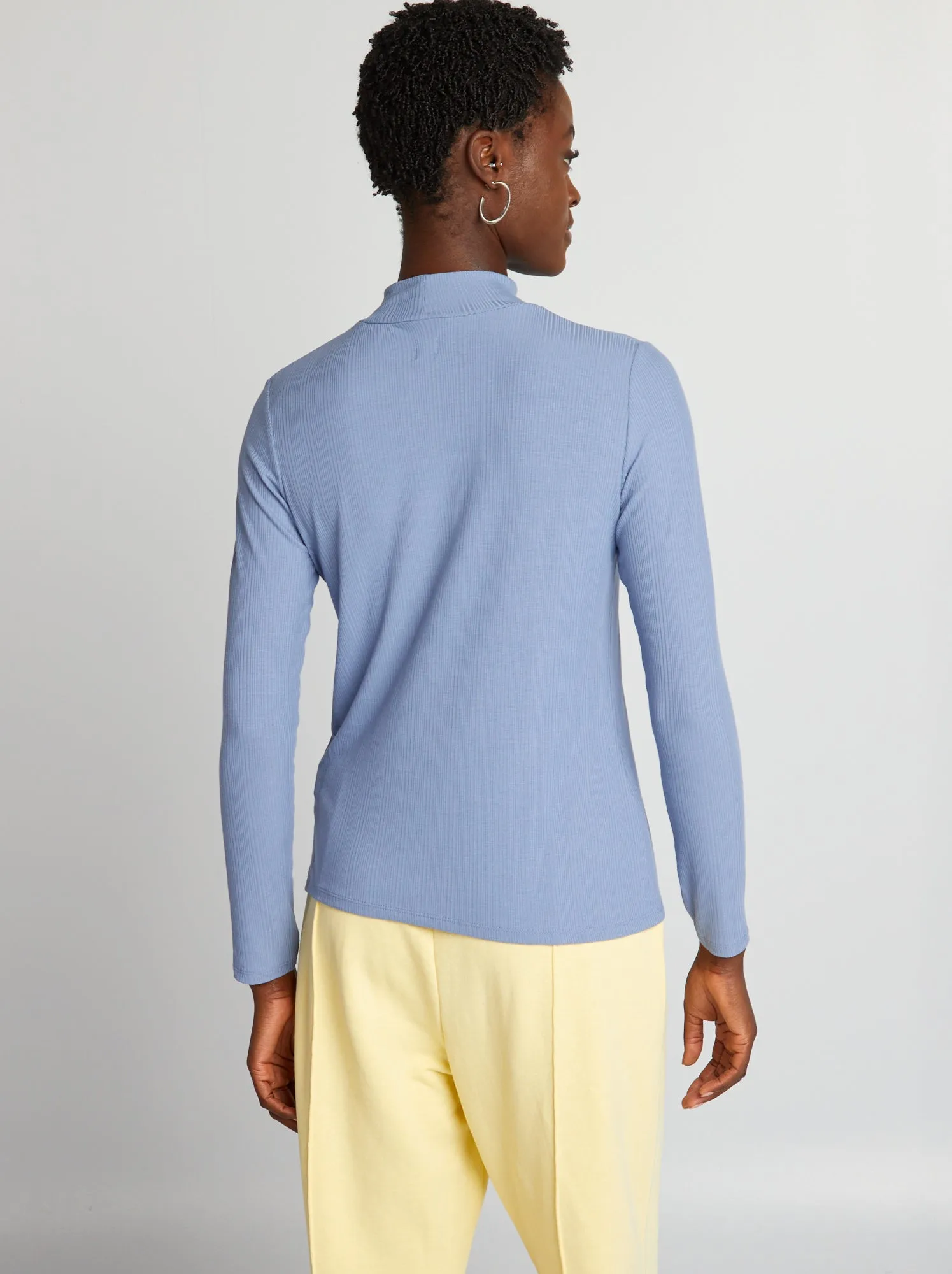 Dolcevita in maglia a coste - BLU