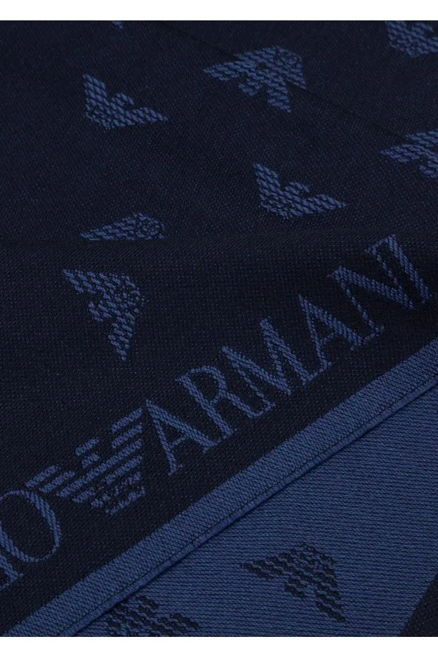 Emporio Armani Sciarpa in lana con aquila jacquard all over