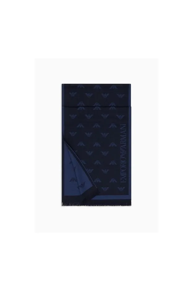 Emporio Armani Sciarpa in lana con aquila jacquard all over