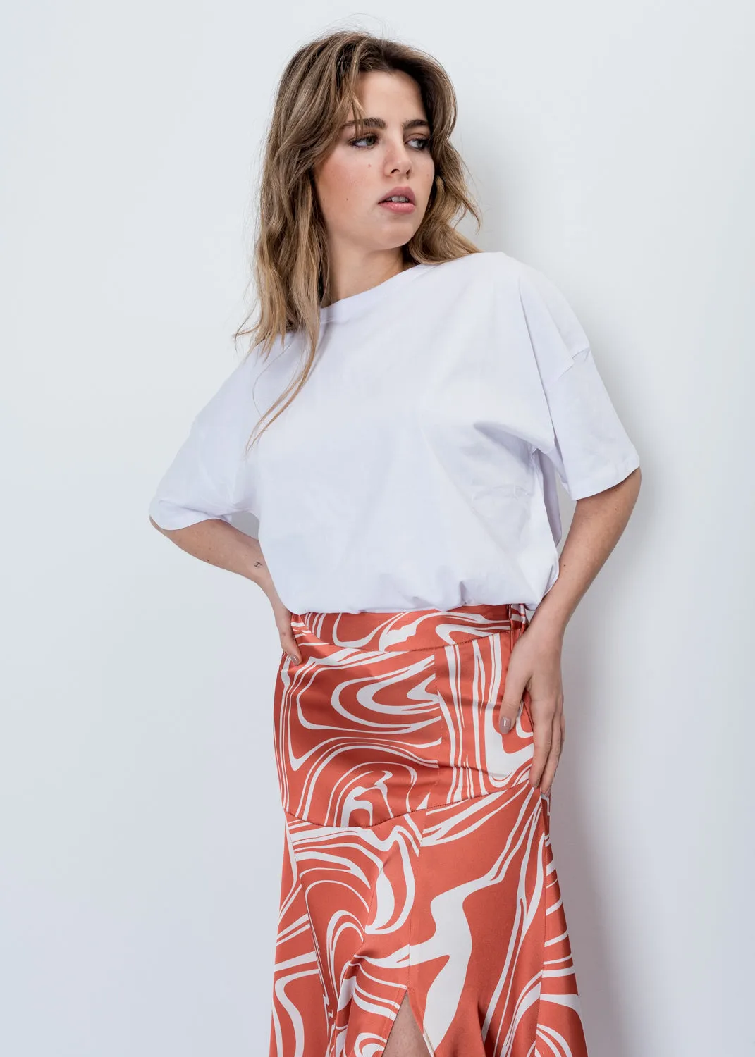 Falda midi estampada