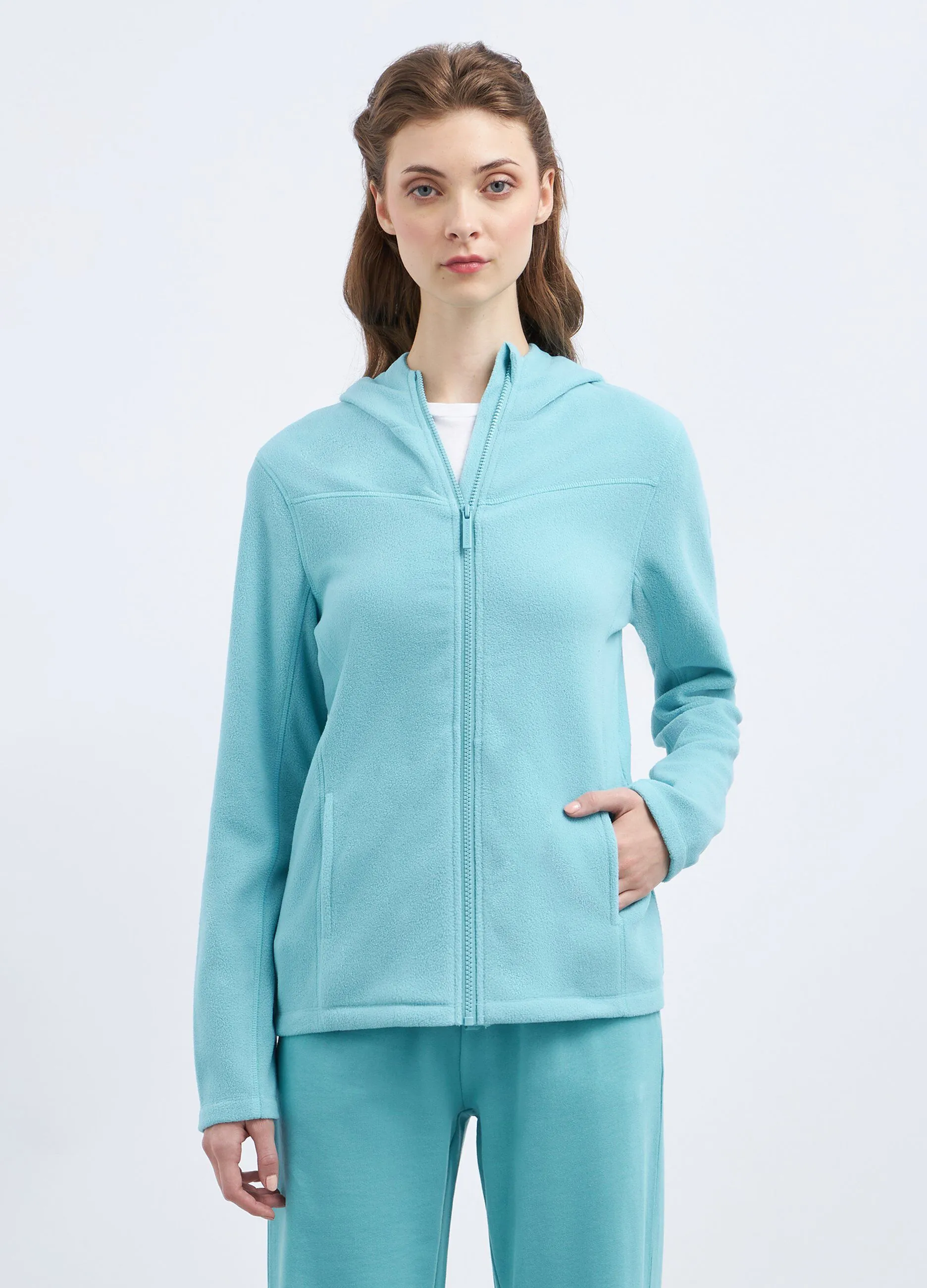 Felpa in pile full zip donna