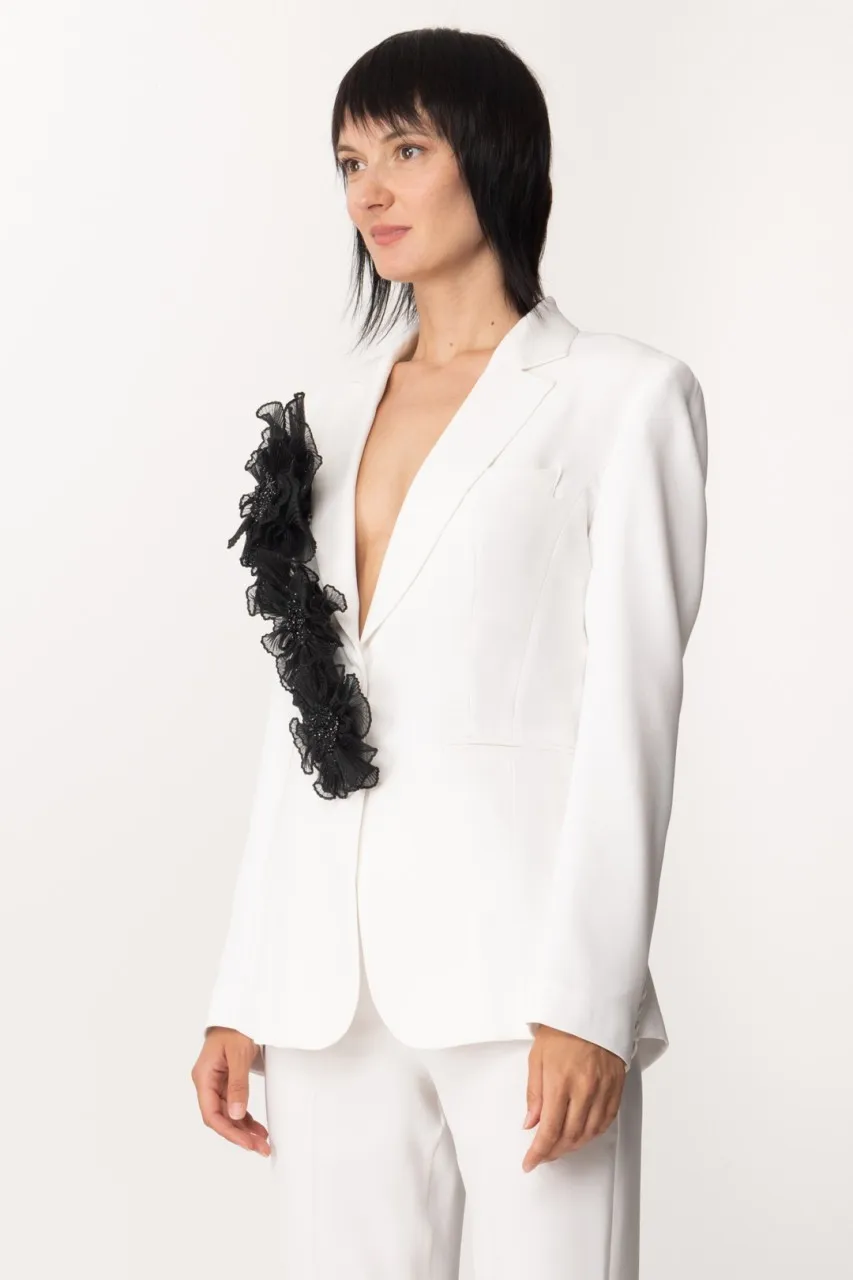 Giacca monopetto con tasche a filetto Bianco