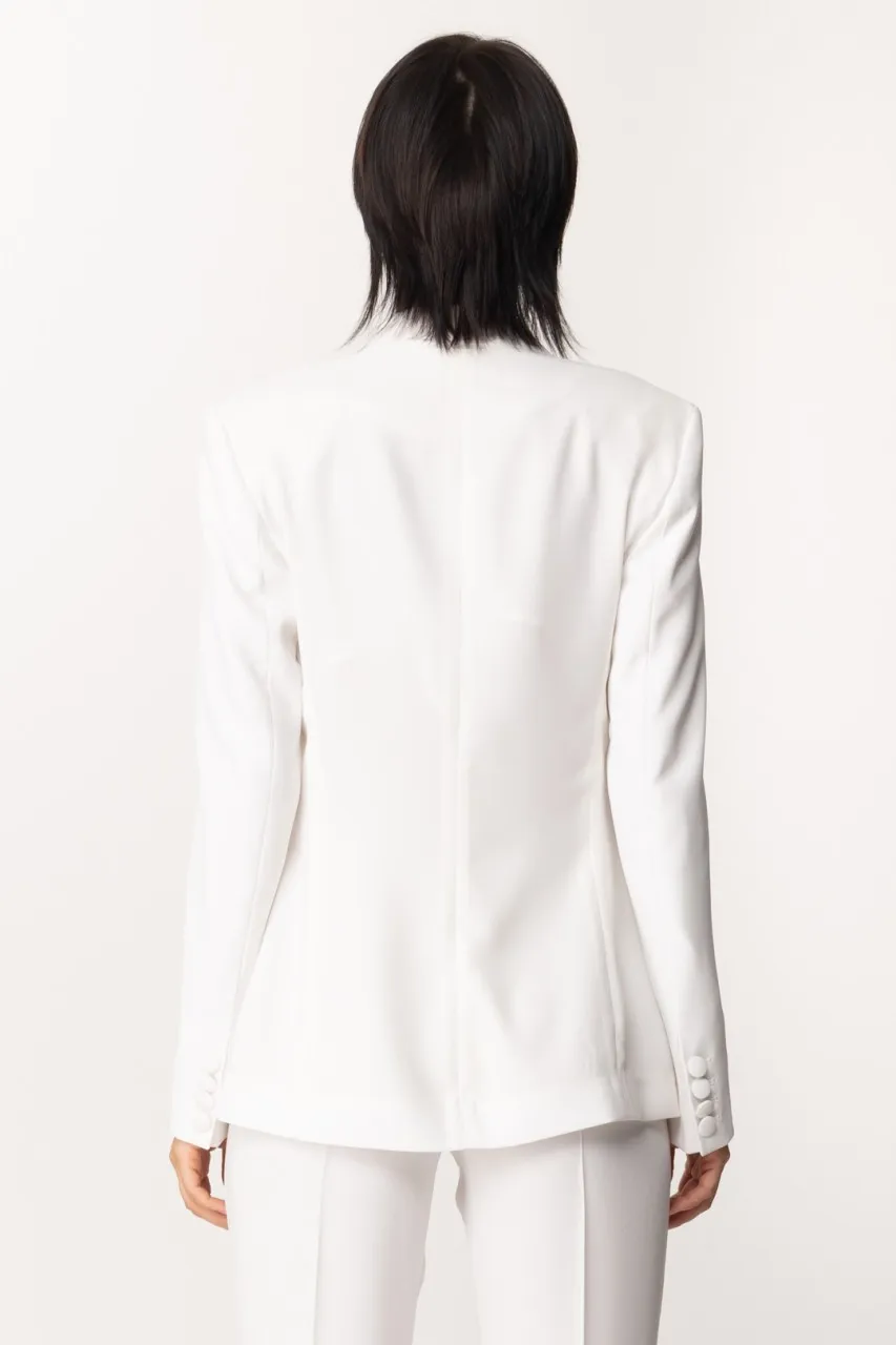 Giacca monopetto con tasche a filetto Bianco