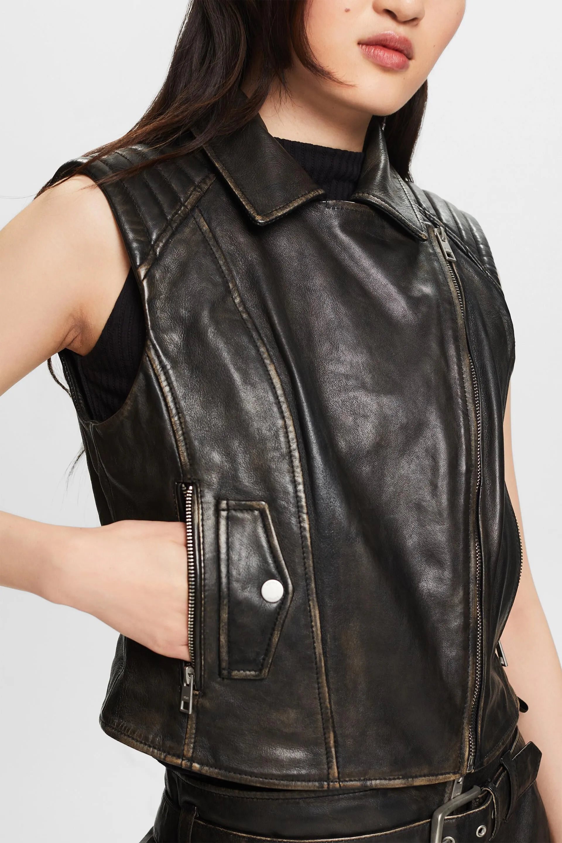 Gilet da motociclista in pelle