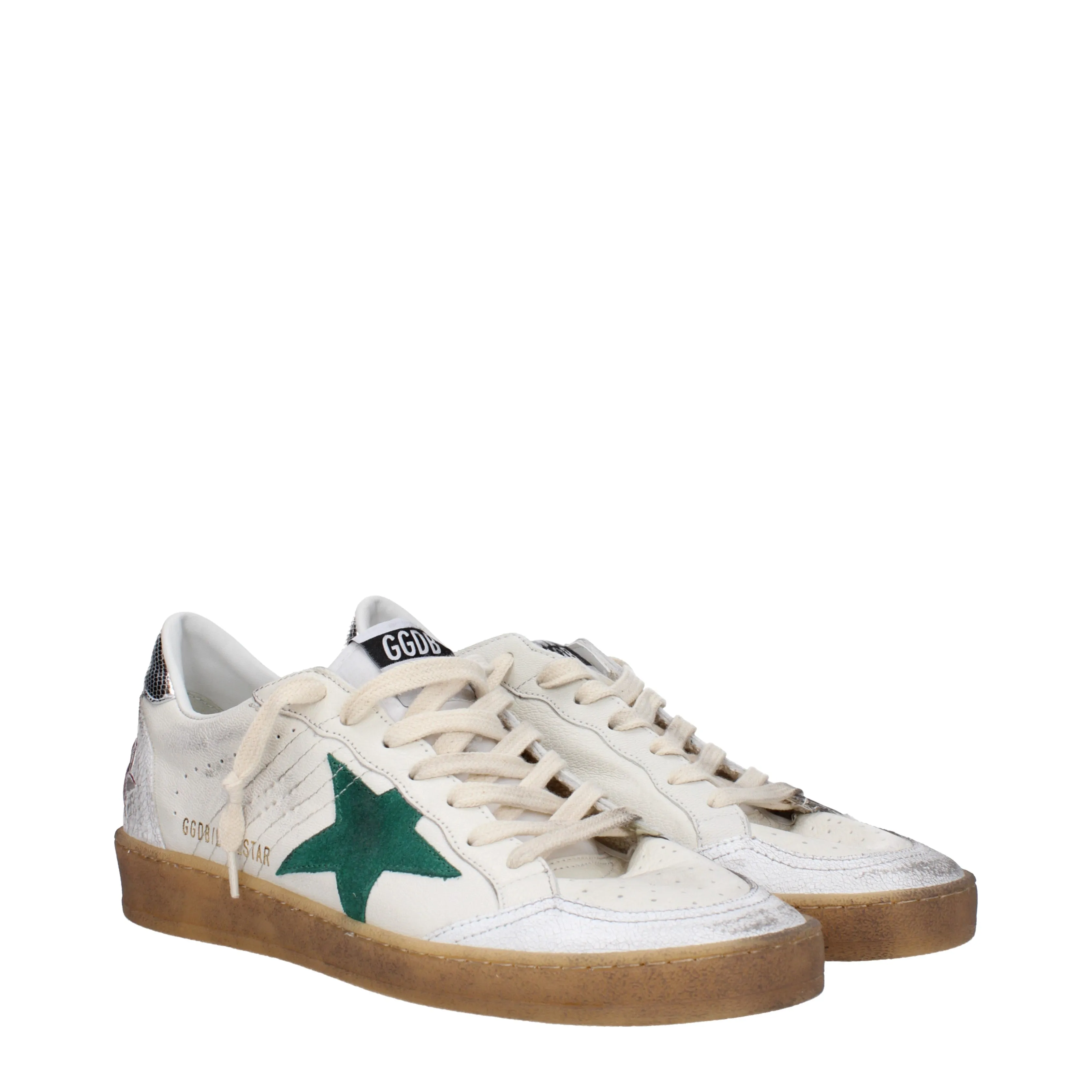 Golden Goose Sneakers Ball Star Uomo Pelle Beige/Verde