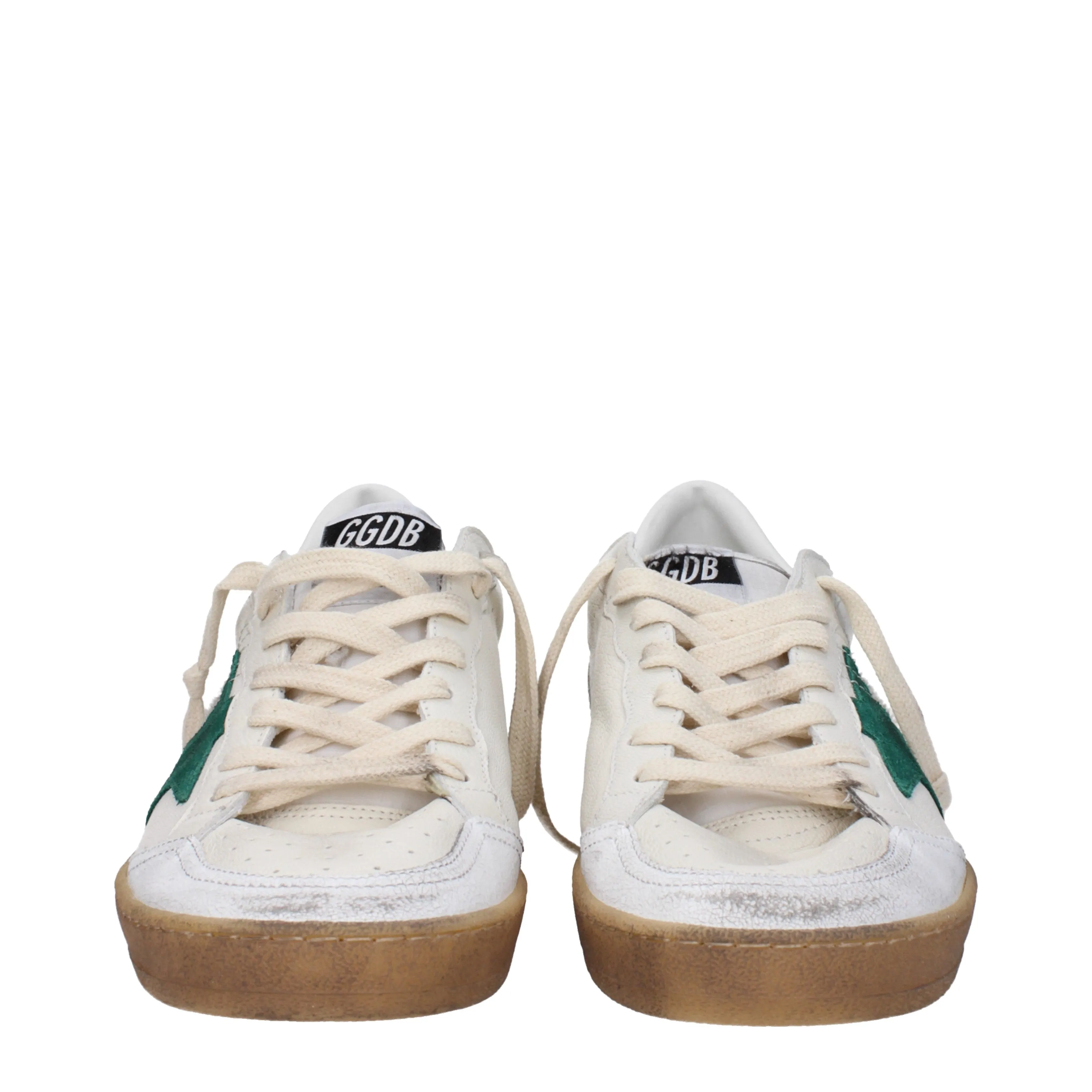 Golden Goose Sneakers Ball Star Uomo Pelle Beige/Verde