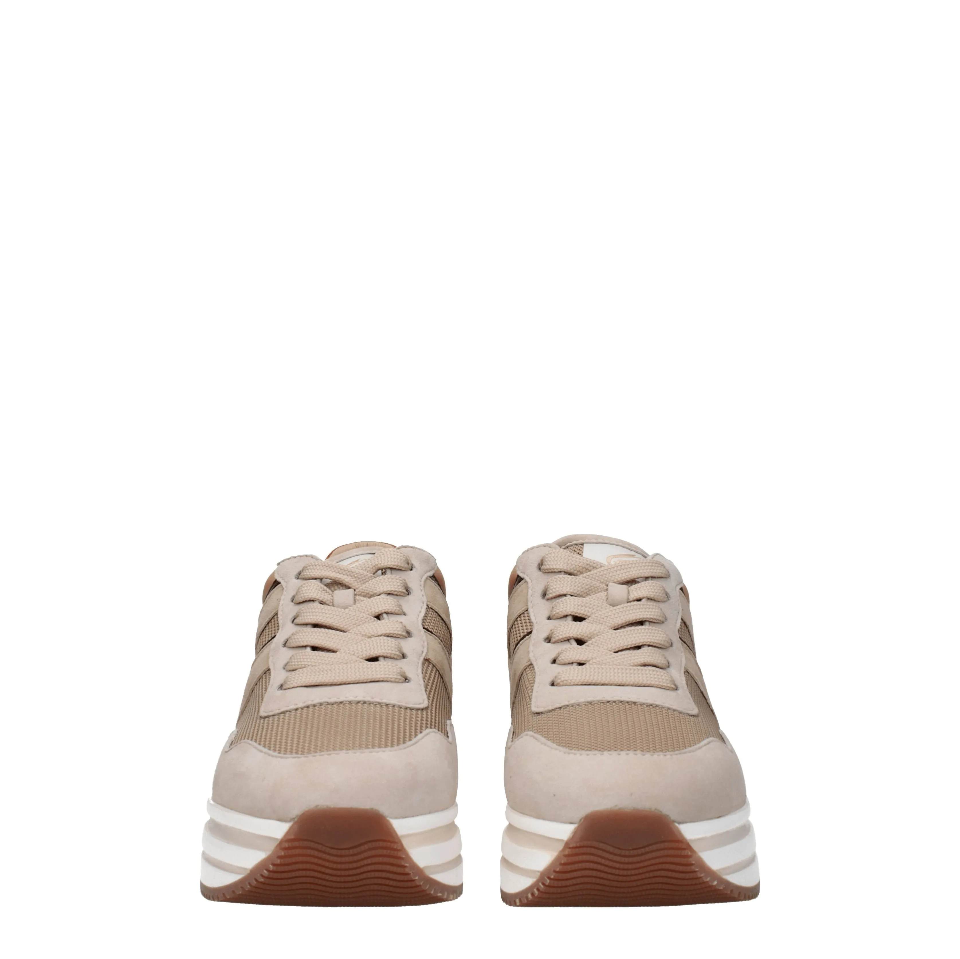 Hogan Sneakers Midi platforn Donna Tessuto Beige/Arancione