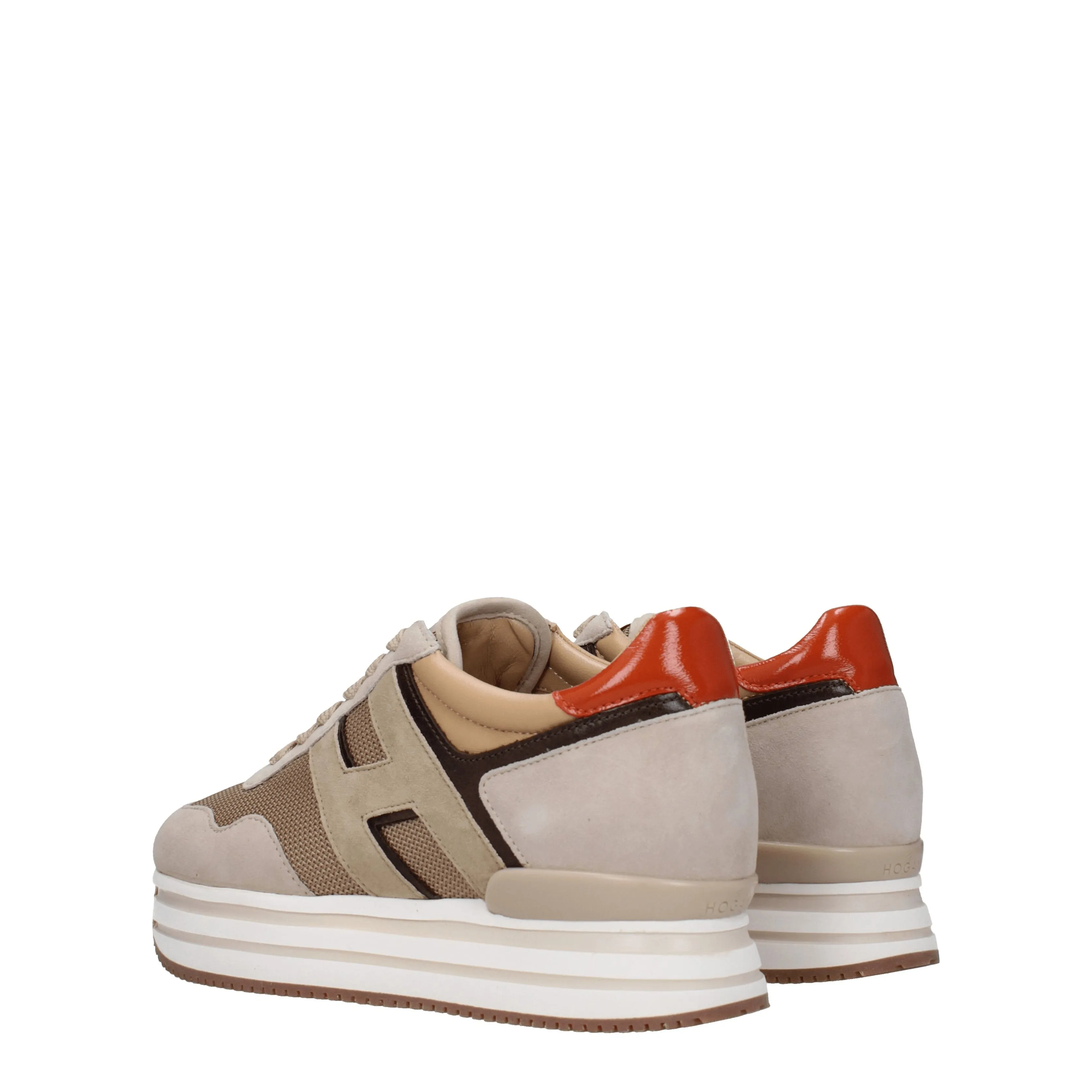 Hogan Sneakers Midi platforn Donna Tessuto Beige/Arancione