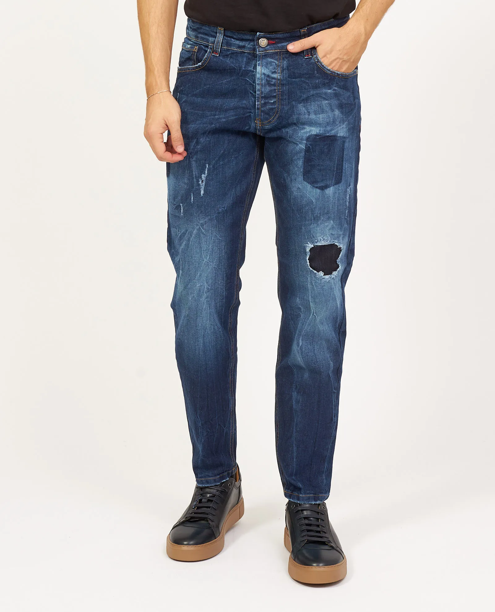 Jeans SetteMezzo slim fit a 5 tasche lavaggio blu