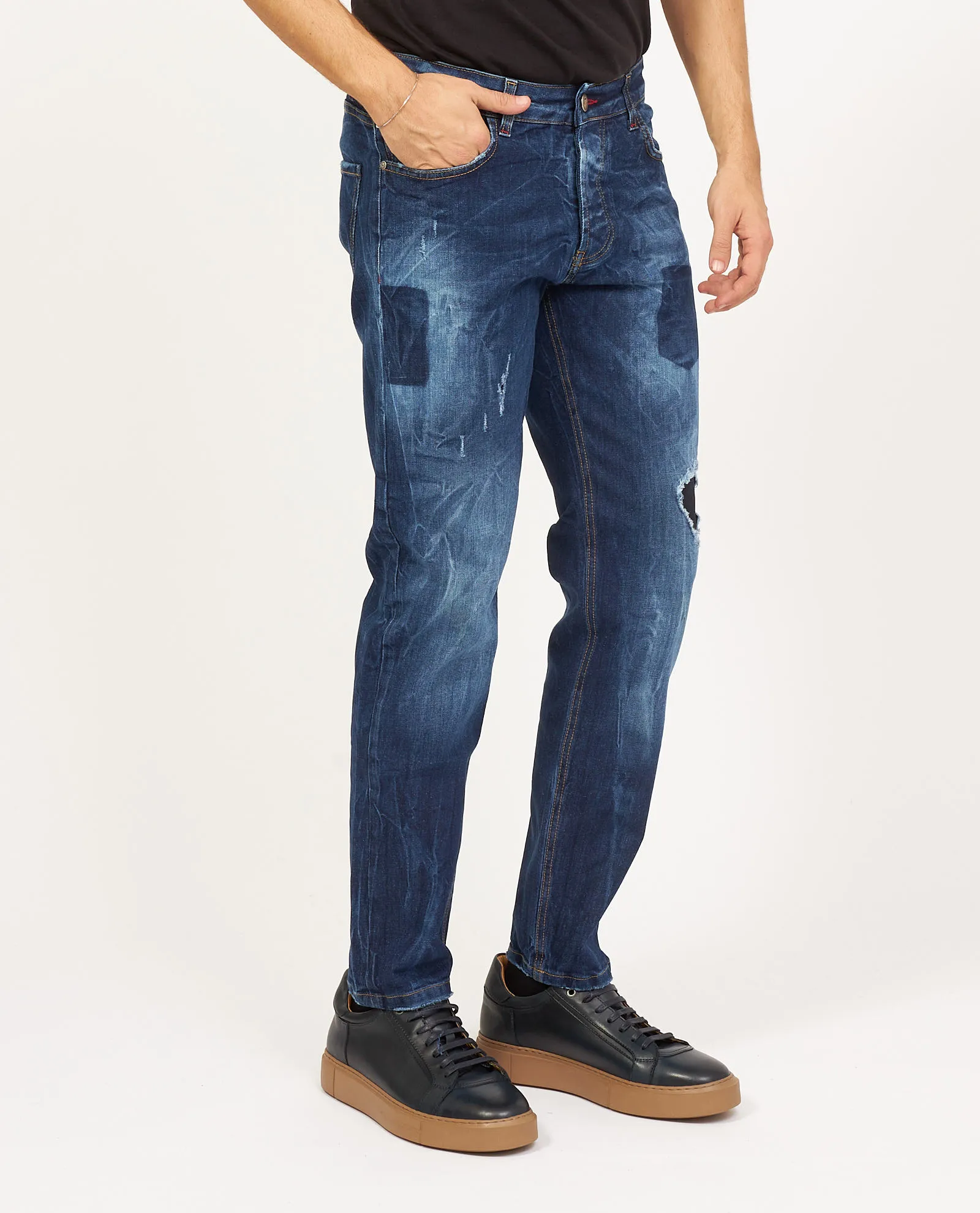 Jeans SetteMezzo slim fit a 5 tasche lavaggio blu