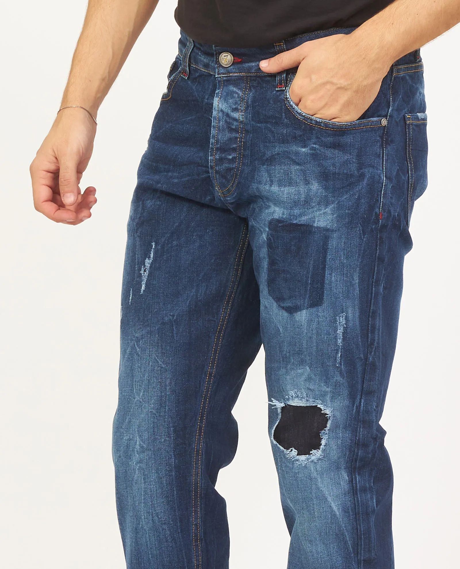 Jeans SetteMezzo slim fit a 5 tasche lavaggio blu