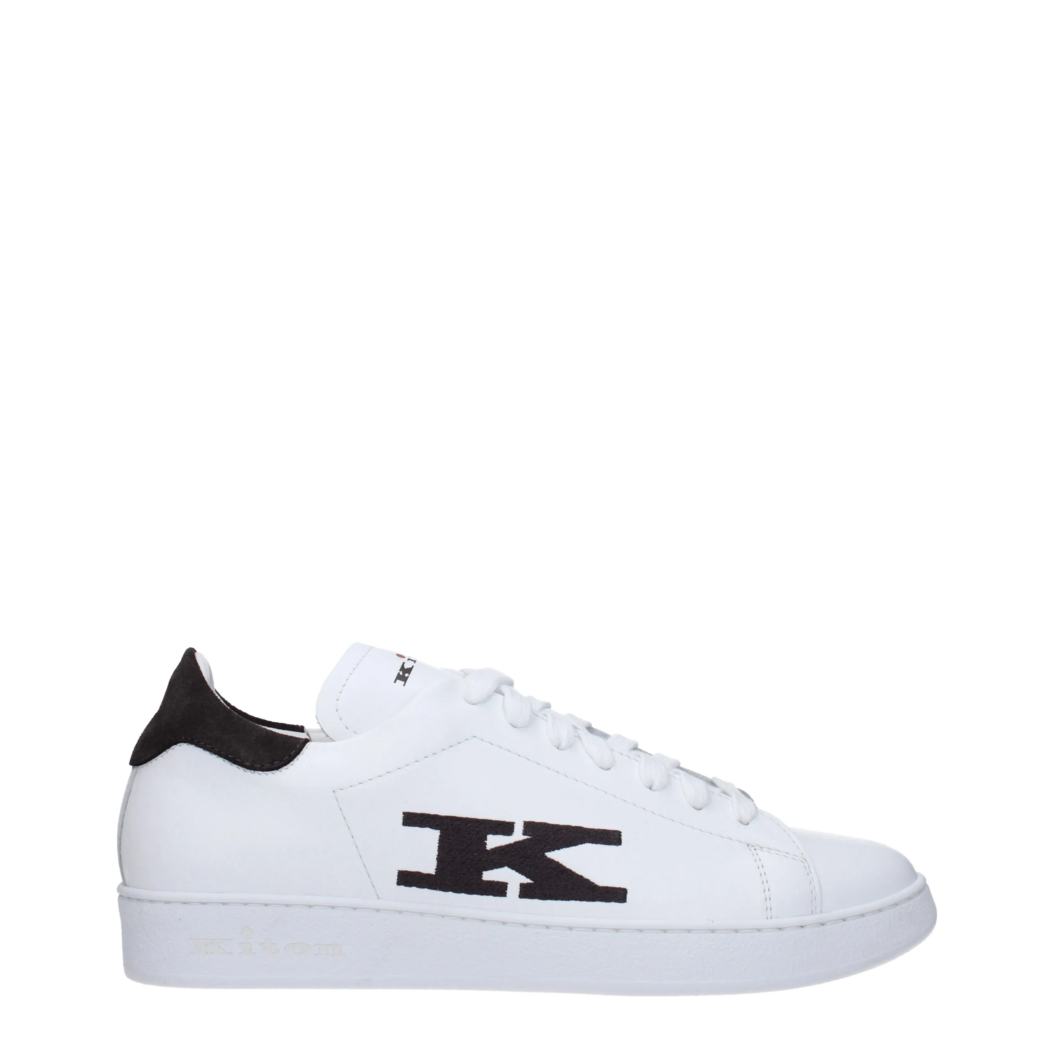 Kiton Sneakers Uomo Pelle Bianco/Marrone