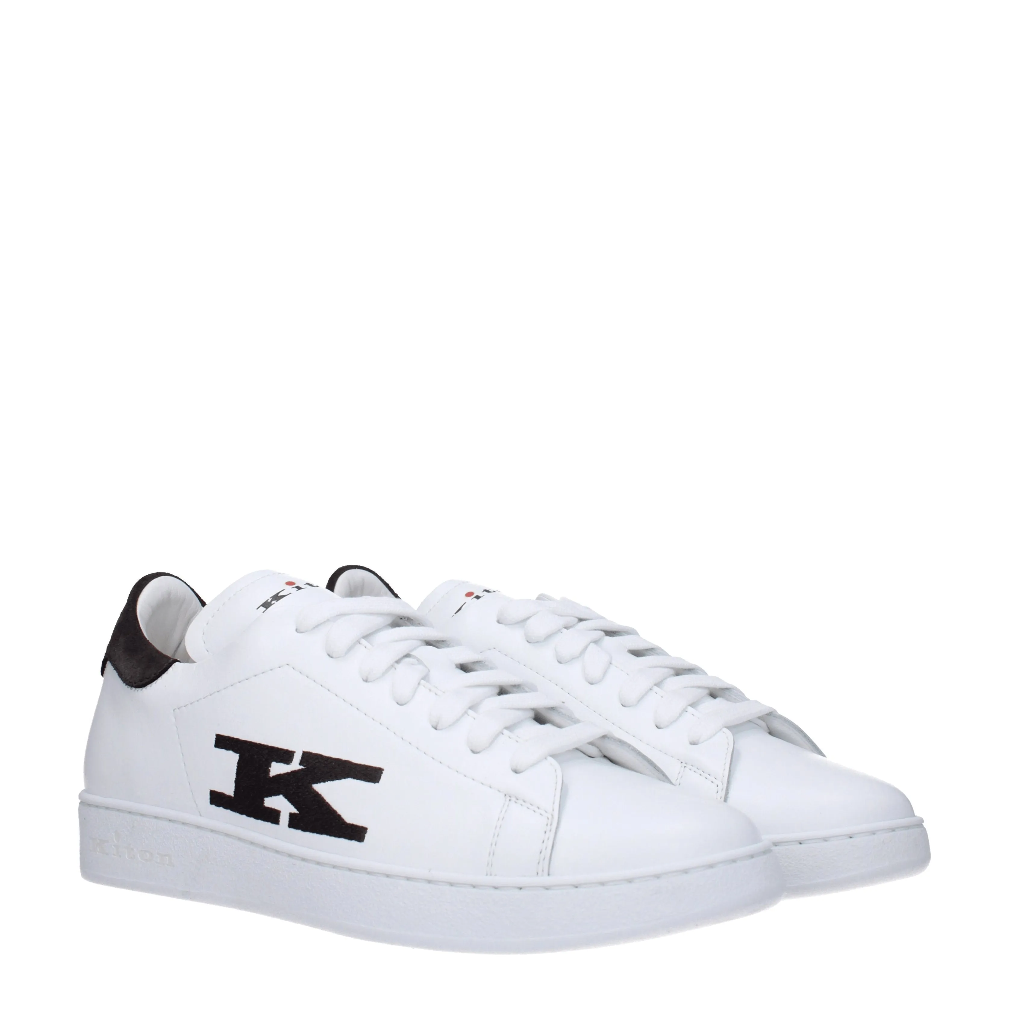 Kiton Sneakers Uomo Pelle Bianco/Marrone