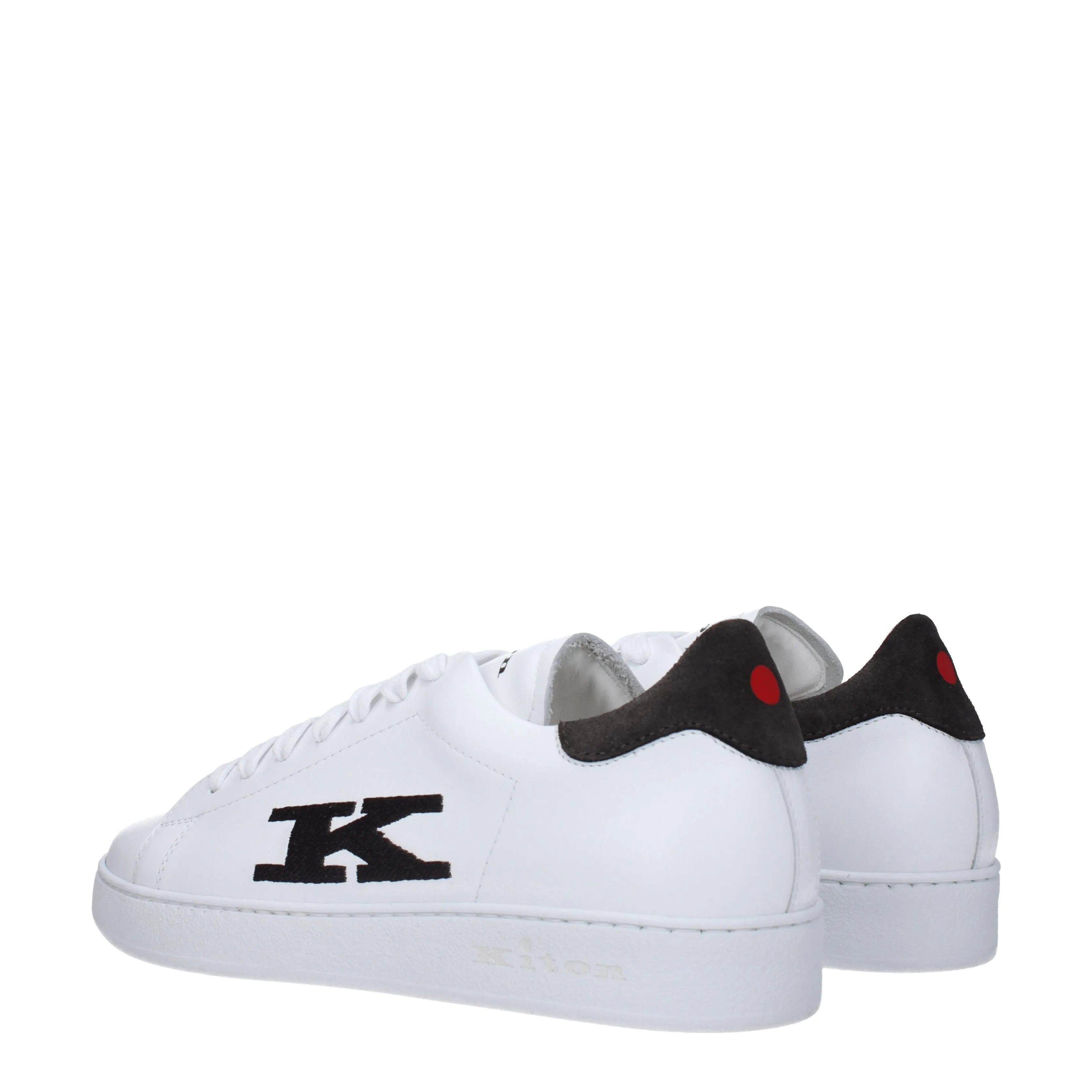 Kiton Sneakers Uomo Pelle Bianco/Marrone