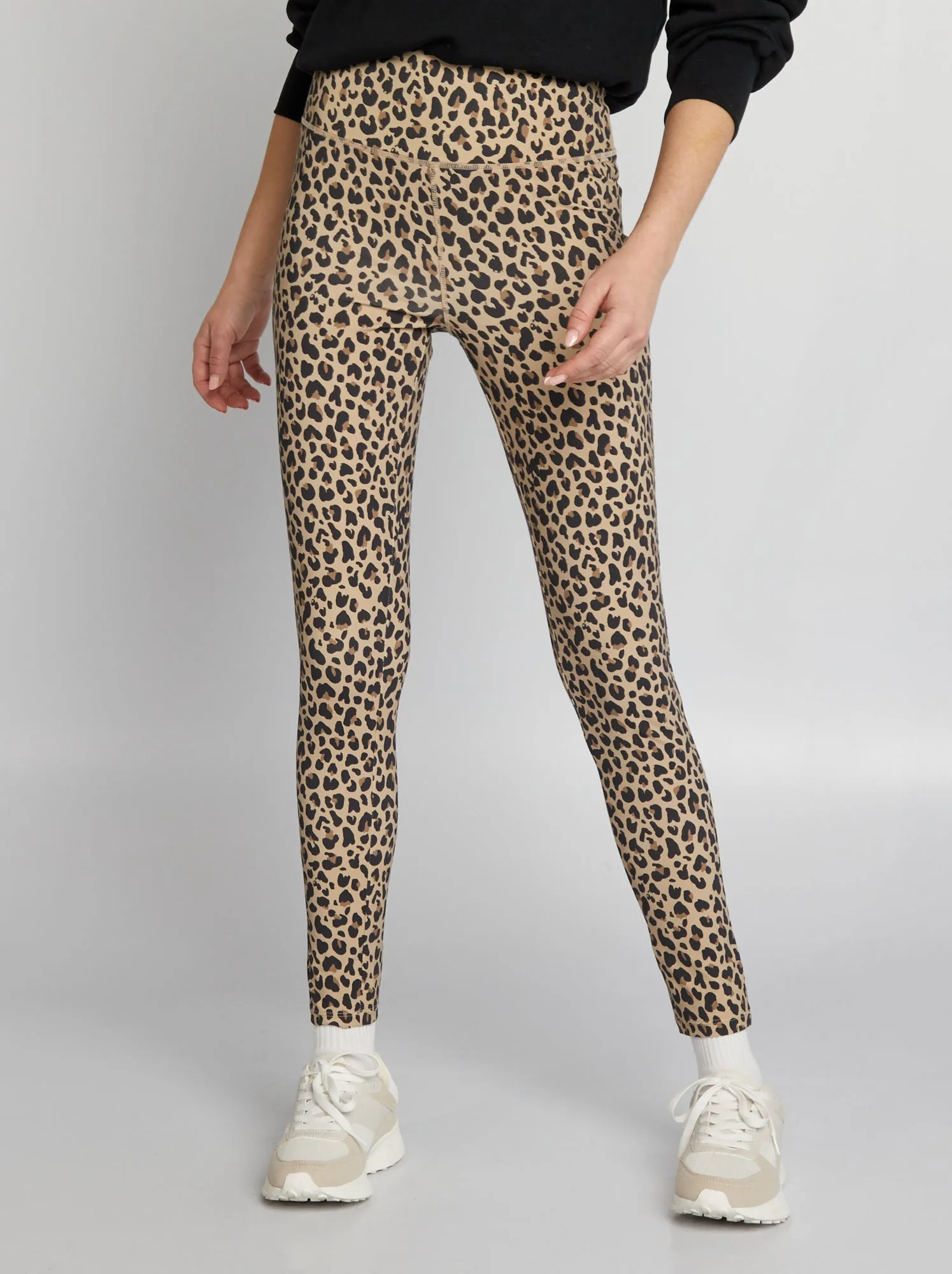 Leggings con stampa leopardo - MARRONE
