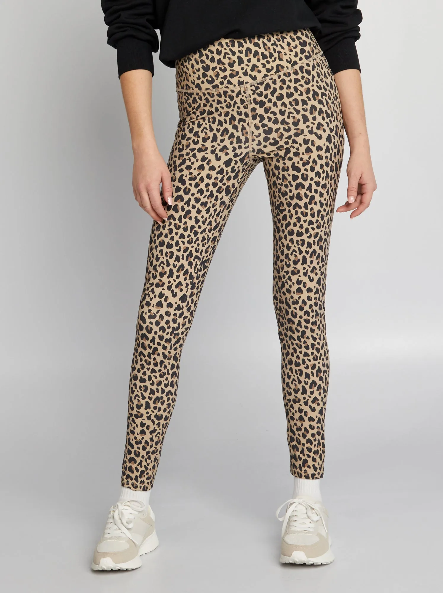 Leggings con stampa leopardo - MARRONE