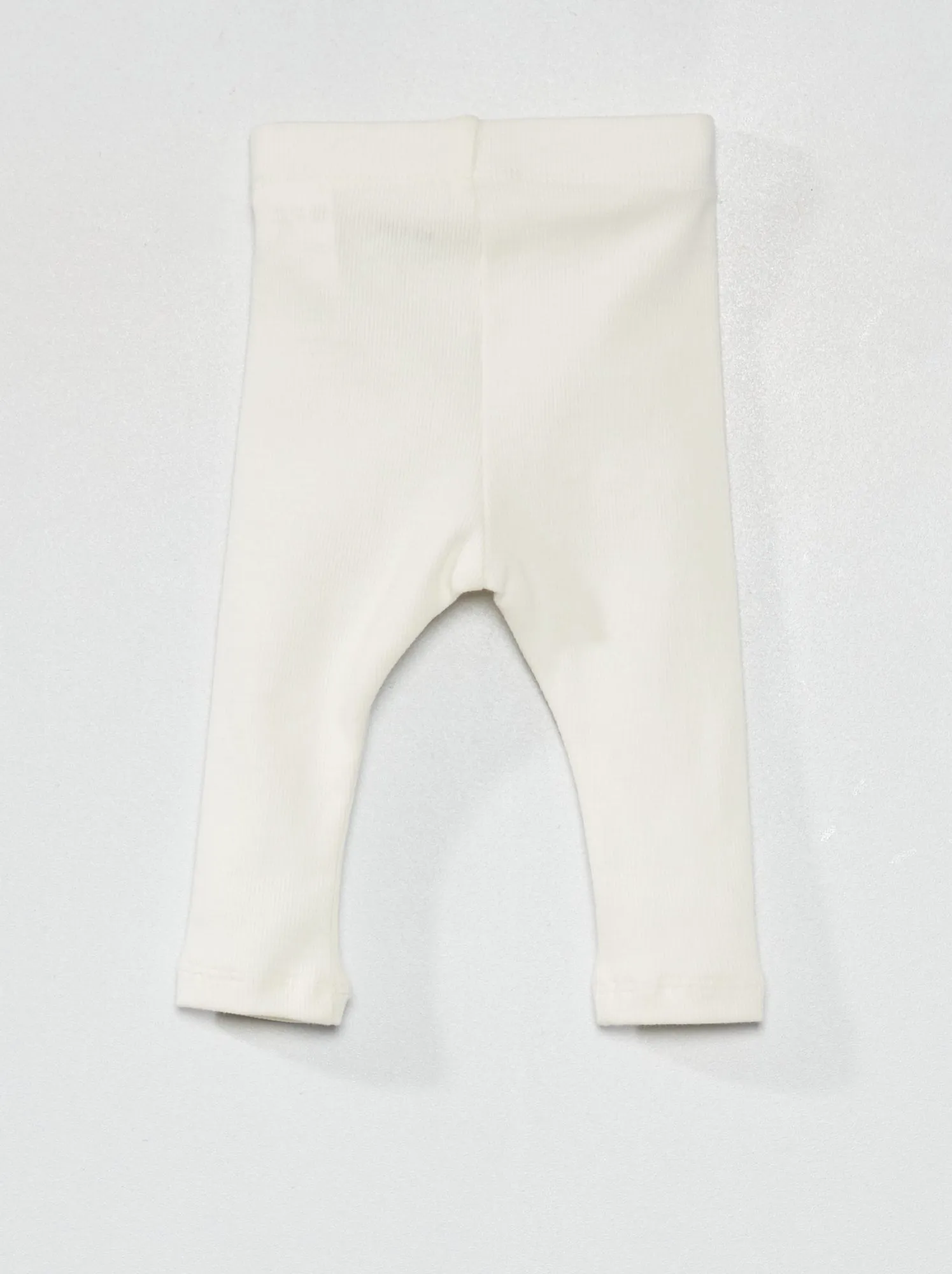 Leggings tinta unita in maglia a coste - Bianco