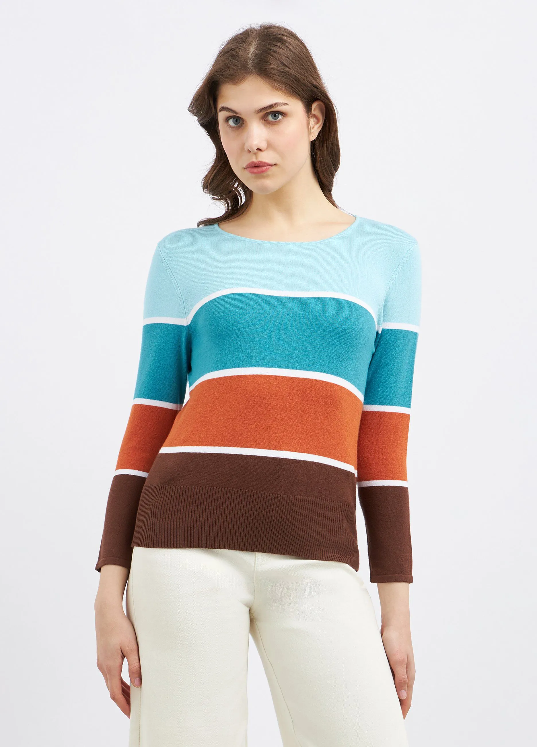 Maglia a righe in misto viscosa donna