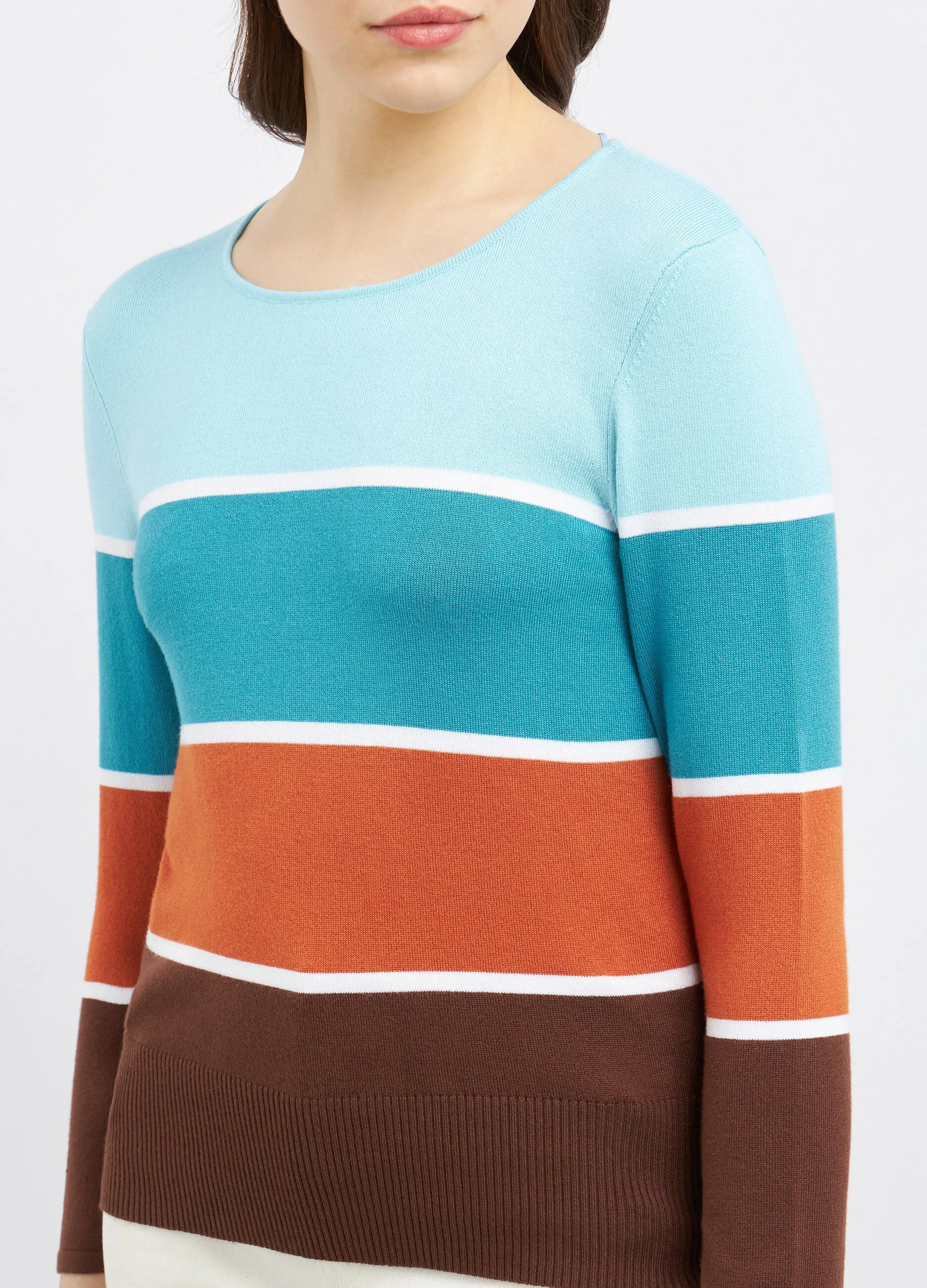 Maglia a righe in misto viscosa donna