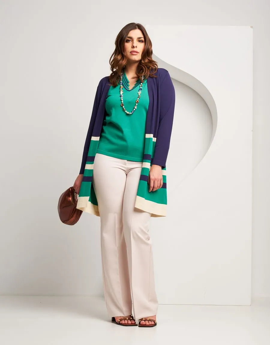 Maglia con polsi e scollo a righe